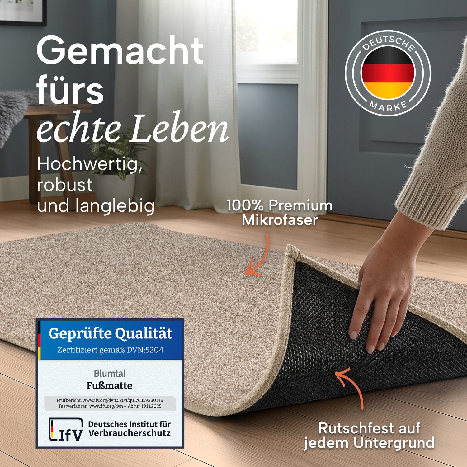 Blumtal Fußmatte Fußmatte außen & innen mit wasserdichter TPR-Rückseite, Mikrofaser Schmutzfangmatte- rutschfeste Fussmatte innen – Bild 4 von 5