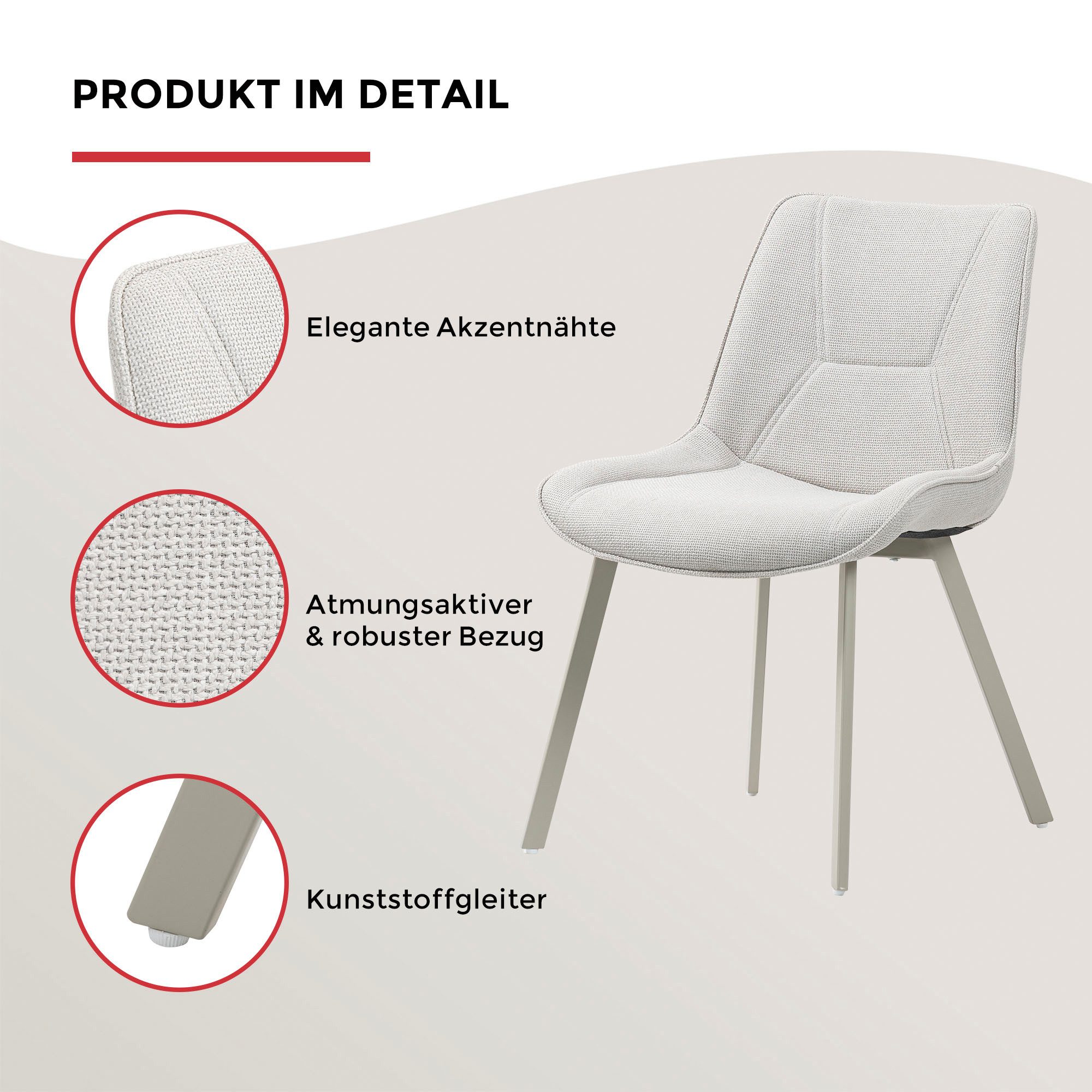 Duo Collection Esszimmerstuhl Mila (Set, 4 St), mit hellem Gestell in kaschmir Farbe