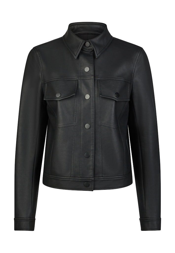 Outdoorjacke Jacke in Leder-Optik black