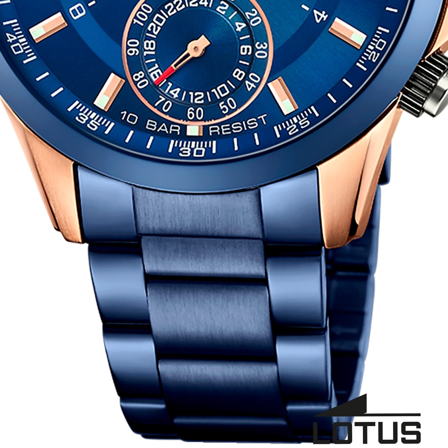 Lotus Chronograph Lotus Herrenuhr Edelstahl blau Lotus, (Chronograph), Herren Armbanduhr rund, groß (ca. 43mm), Edelstahl