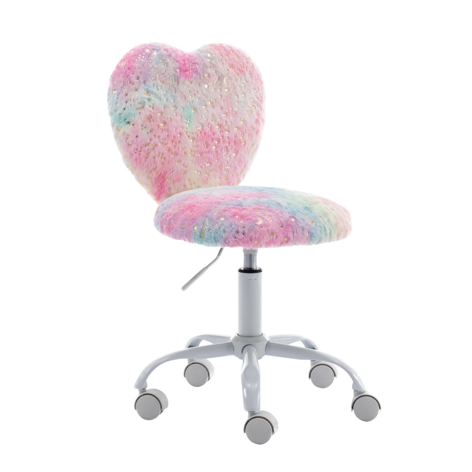 CHAIRUS Stuhl höhenverstellbarer Kinderdrehstuhl aus Kunstfell mit Herz-Rückenlehne (1 St), Schreibtischstuhl, Polsterstuhl, Drehstuhl