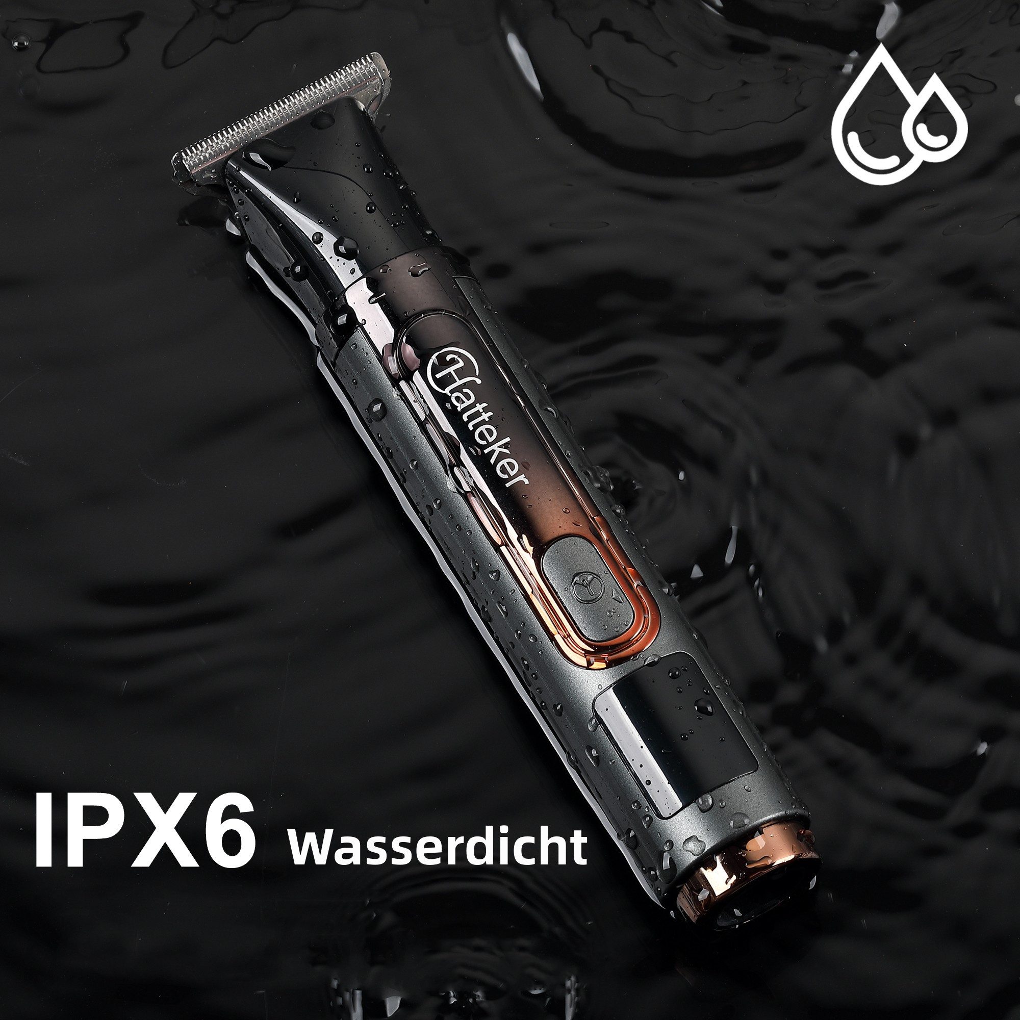 HATTEKER Körperrasierer HT-6198, Barttrimmer Bodygroomer, Rückentrimmer 4-in-1-Set Wasserdicht – Bild 5 von 5