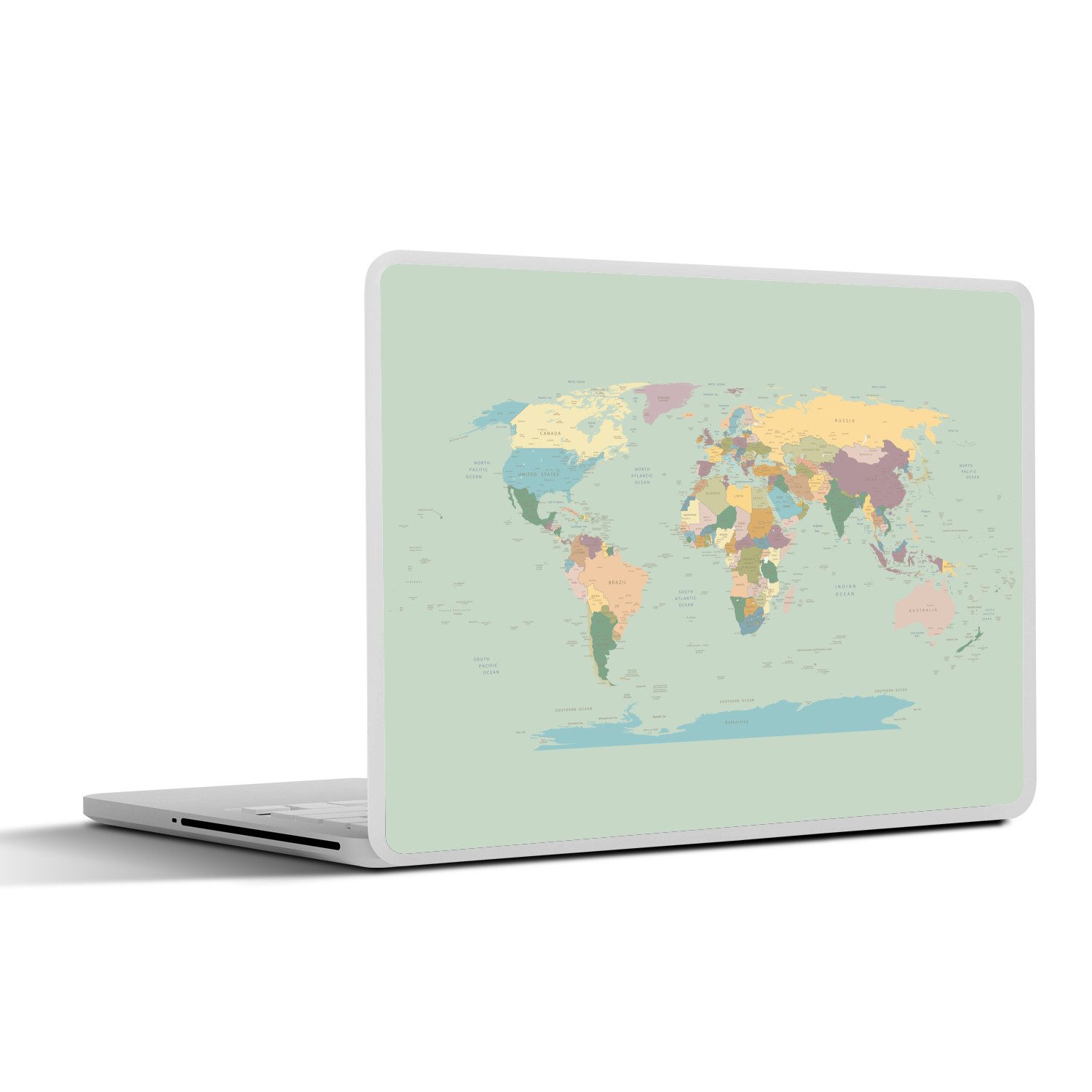MuchoWow Laptop-Aufkleber Weltkarte - Realistisch - Karte, (1tlg), Laptop Folien Cover, Наклейка, Sticker, Schutz vor Kratzern, 30x21 cm