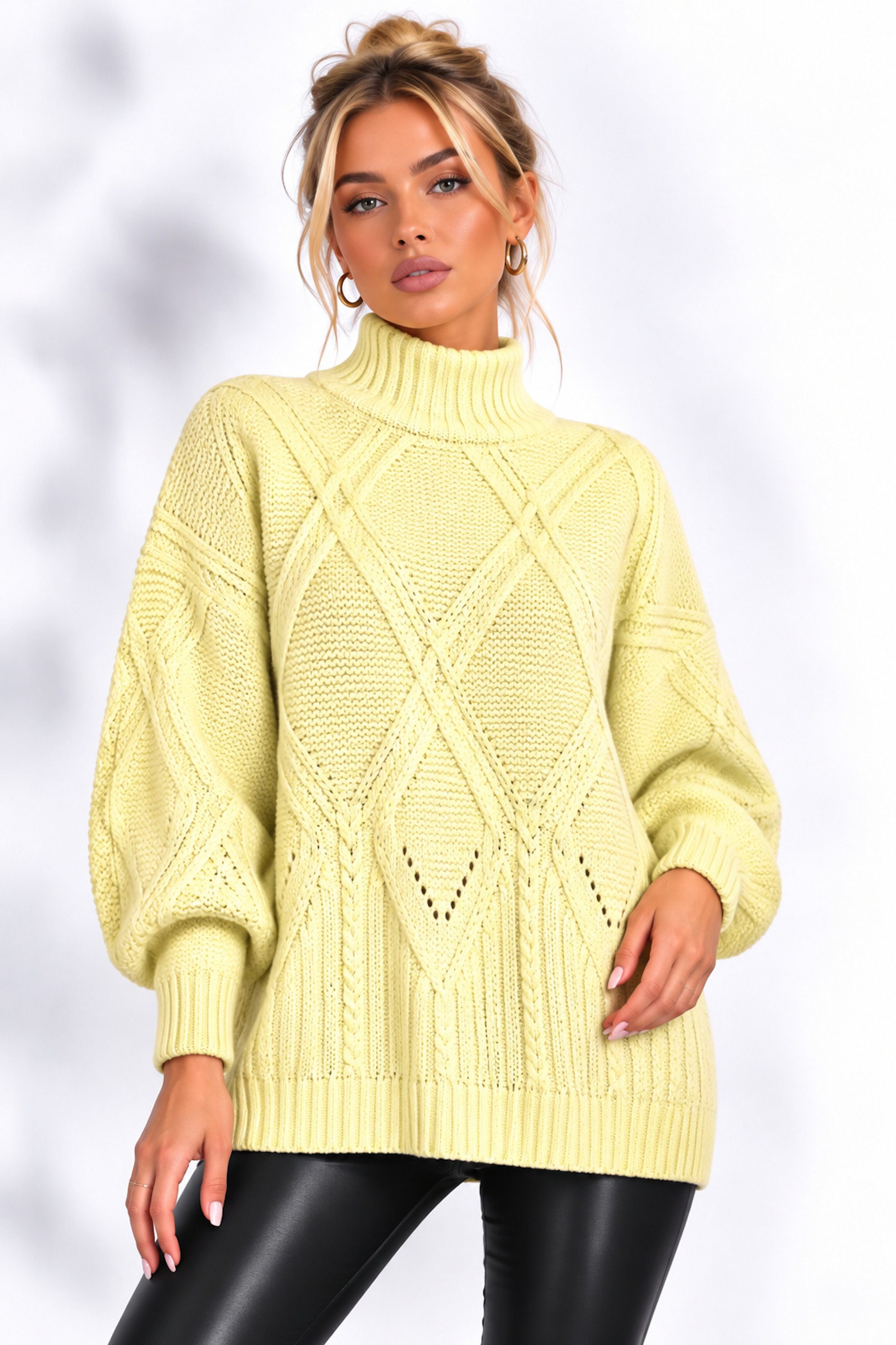 Worldclassca Strickpullover WORLDCLASSCA Oversize Strickpulllover Zopf Muster mit Stehkragen Neue Kollektion - Stilvolle und gemütliche Strickmode für Damen