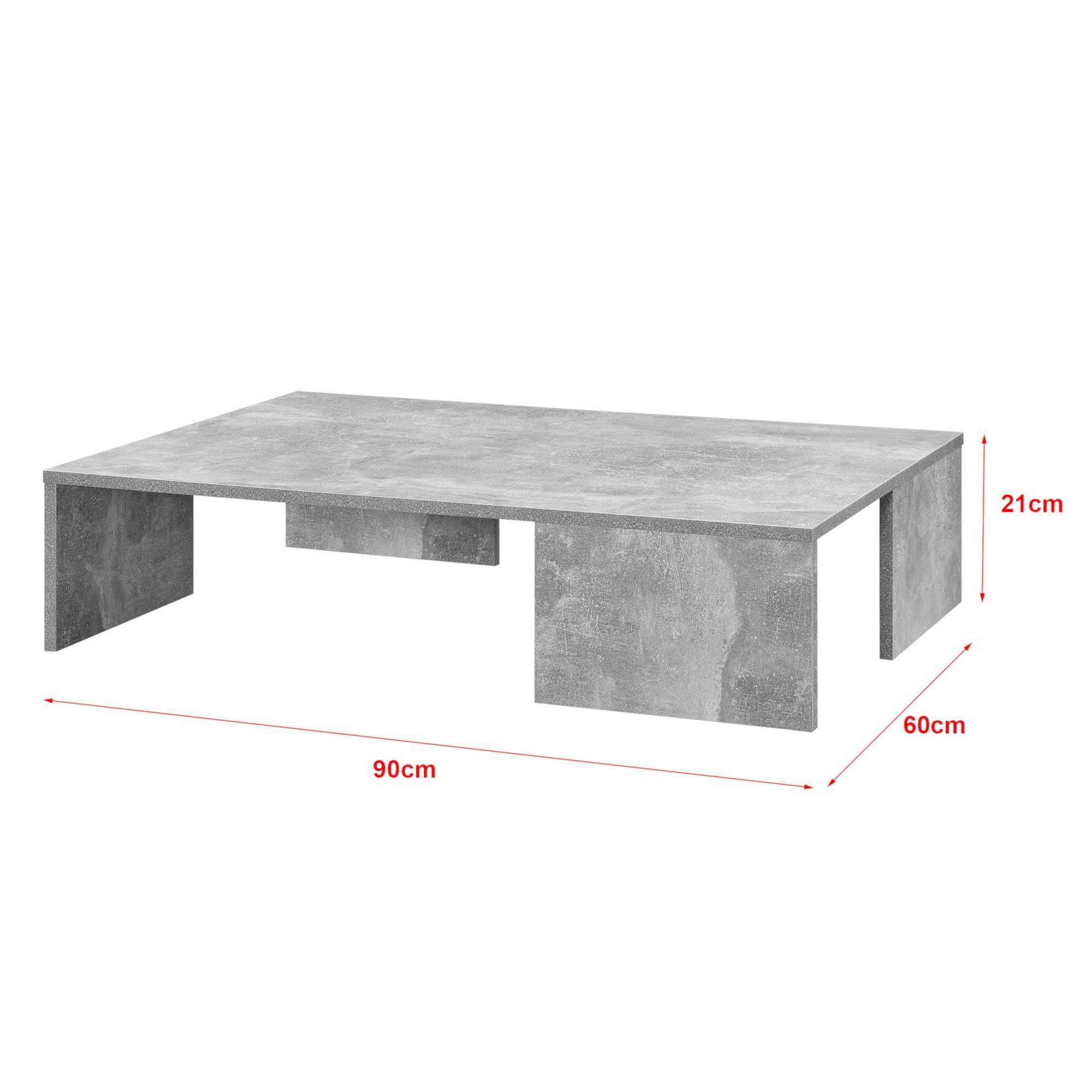 »Tierp« Beistelltisch 90x60x20cm Couchtisch, en.casa Wohnzimmertisch betonfarben