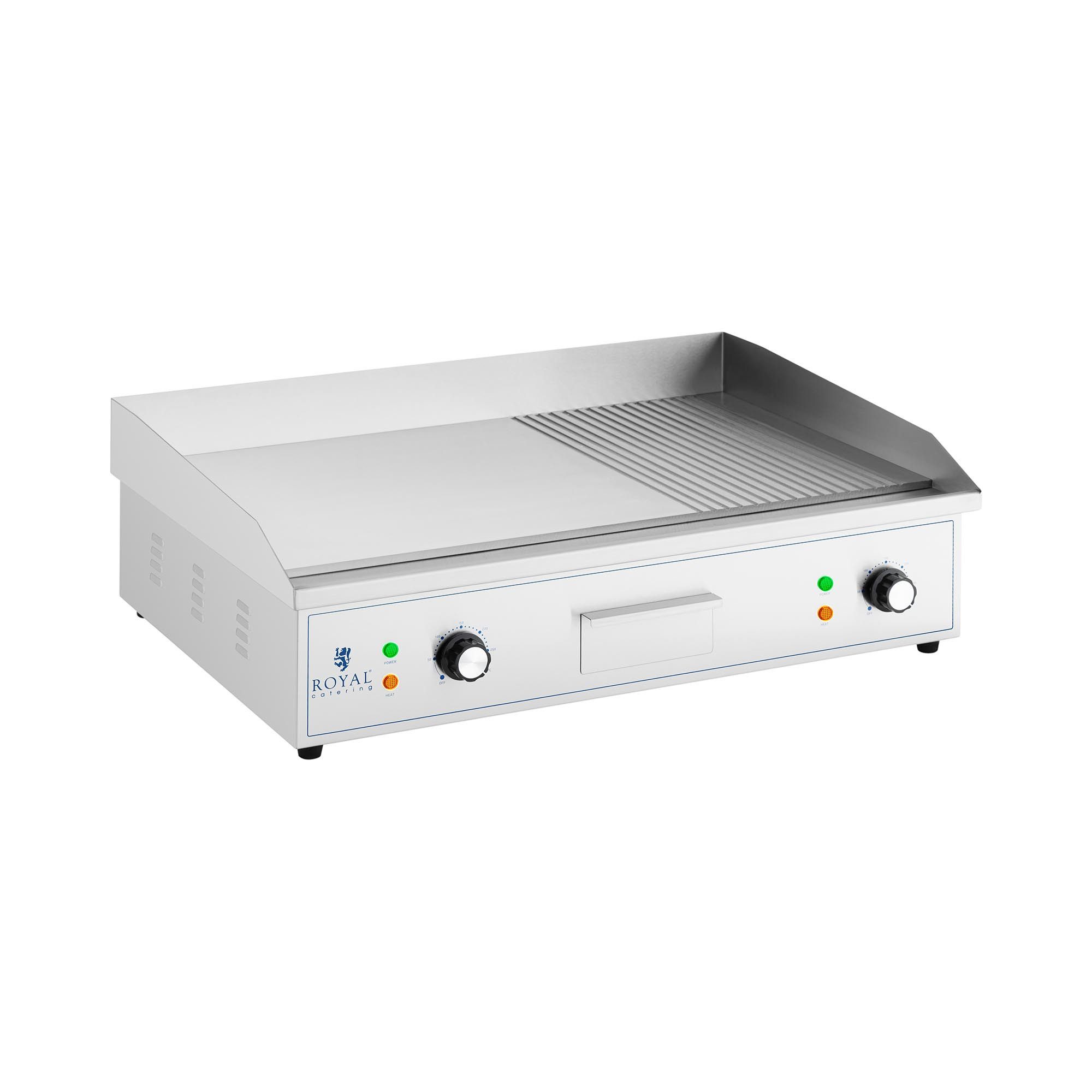 Royal Catering Elektrogrill Elektro Grillplatte Grillplatte Grill 727 x 420 mm geriffelt/glatt, 4400 W