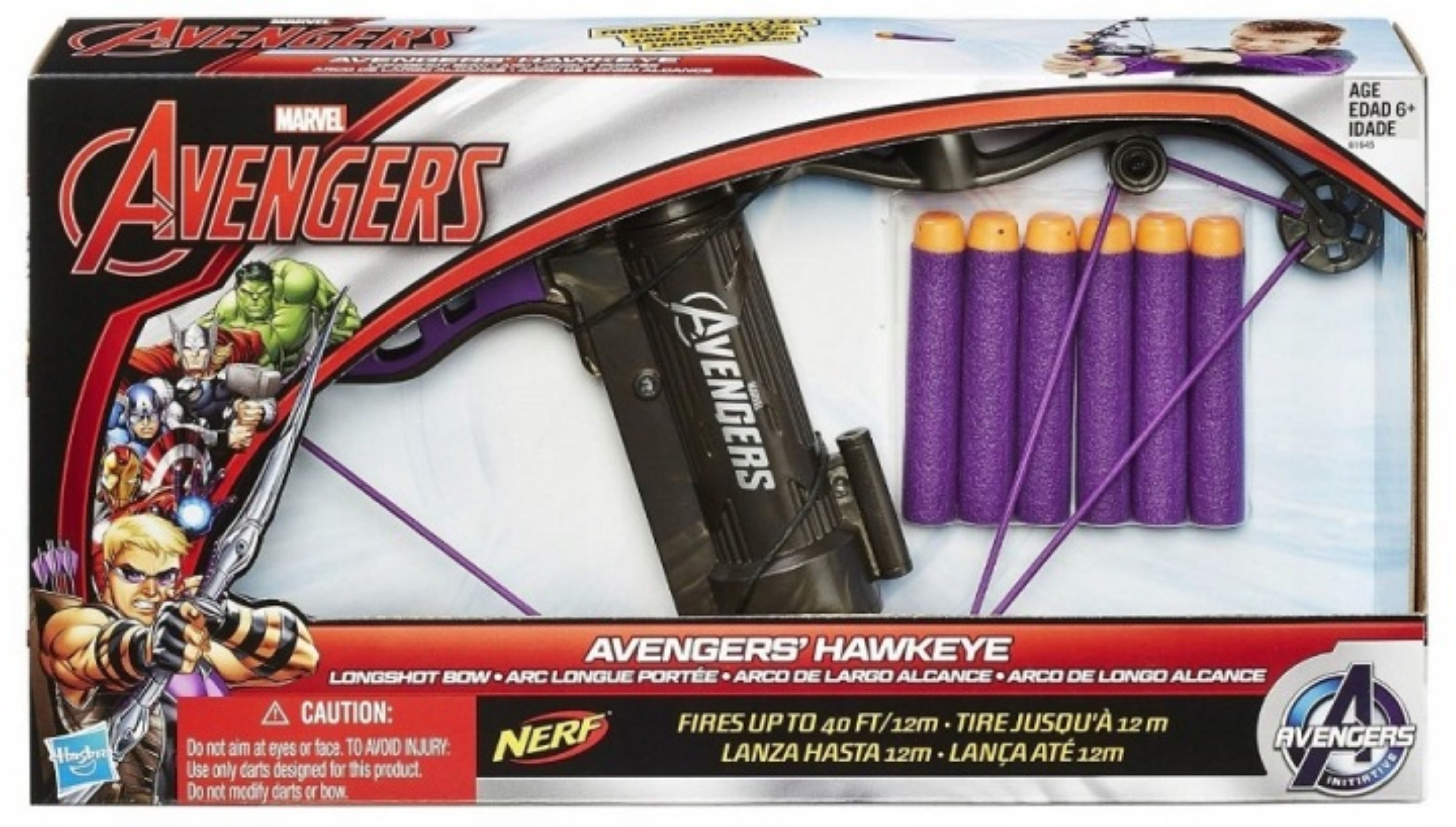 Hasbro Blaster Hasbro Nerf Marvel Avengers Hawkeye Bogen mit 6 Pfeilen B1645 (1-tlg)