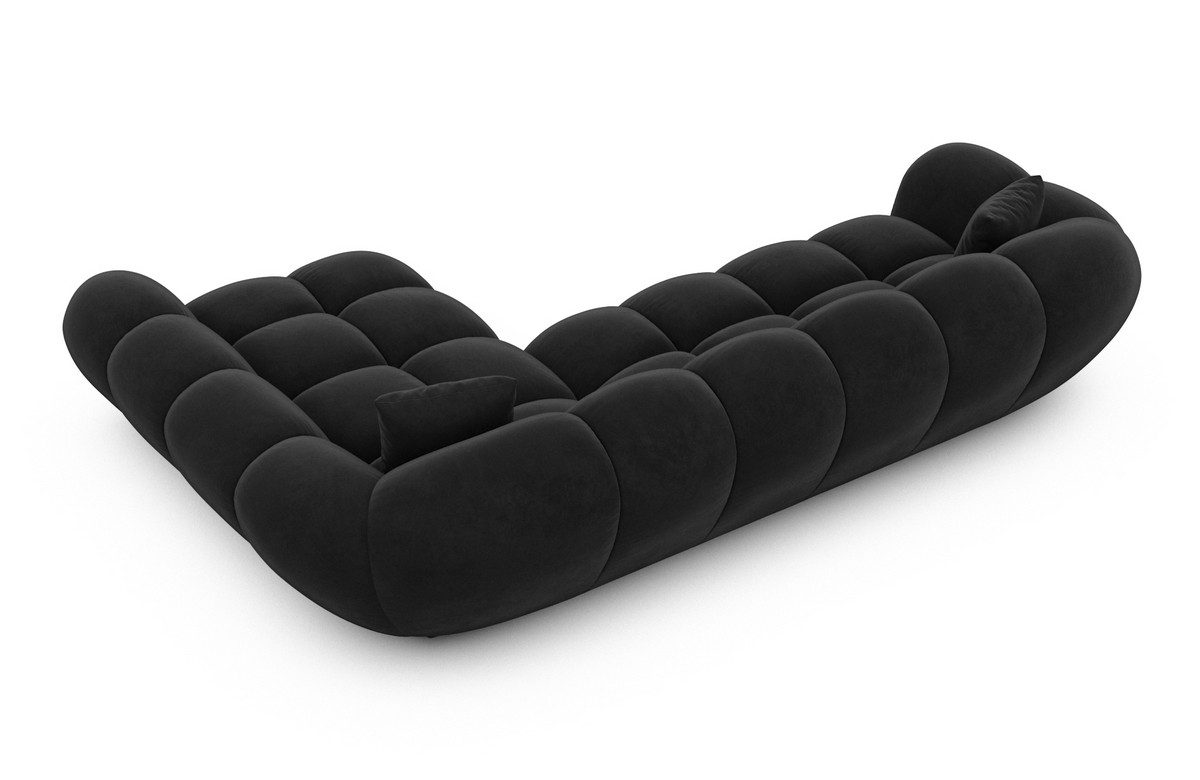 Sofa Dreams Polsterecke Maleron L Form kurz Stoffsofa, 4-Sitzer, Loungesofa, Ottomane rechts, Samtstoff Bezug in Schwarz – Bild 4 von 5