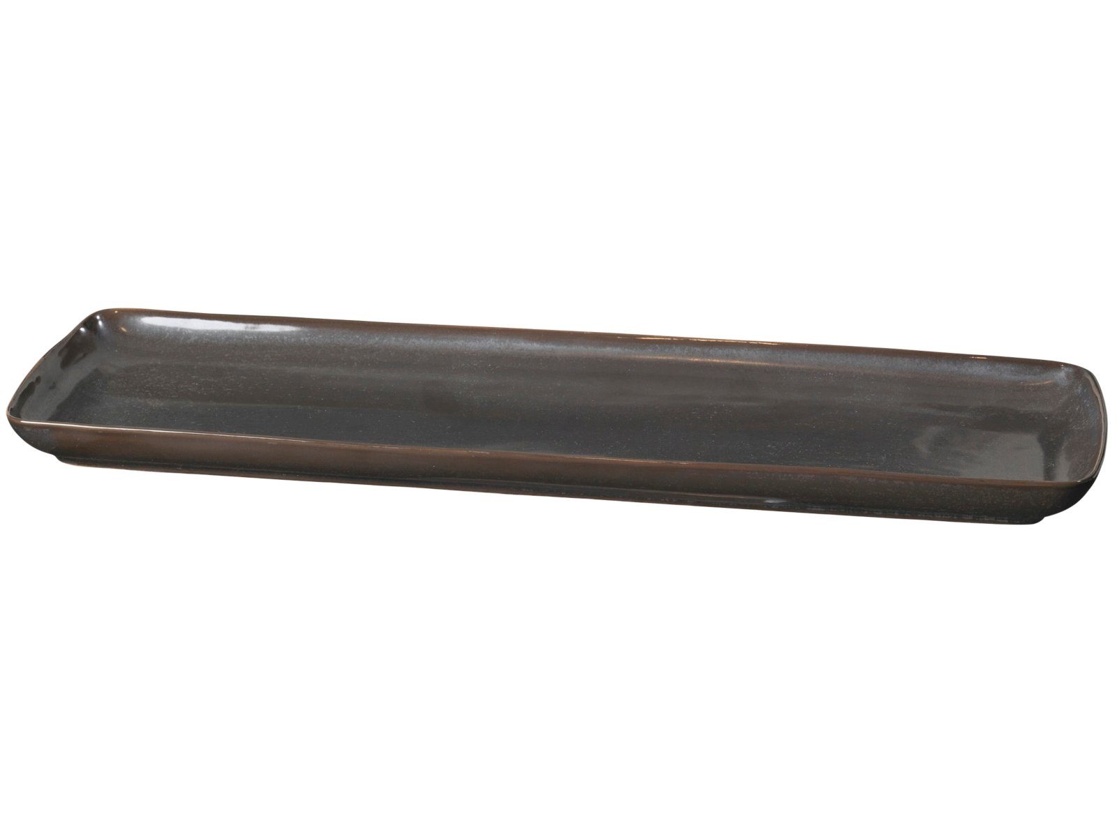 Broste Copenhagen Servierplatte ESRUM NIGHT Platte eckig 12 x 35 cm, Steinzeug, (Platten)