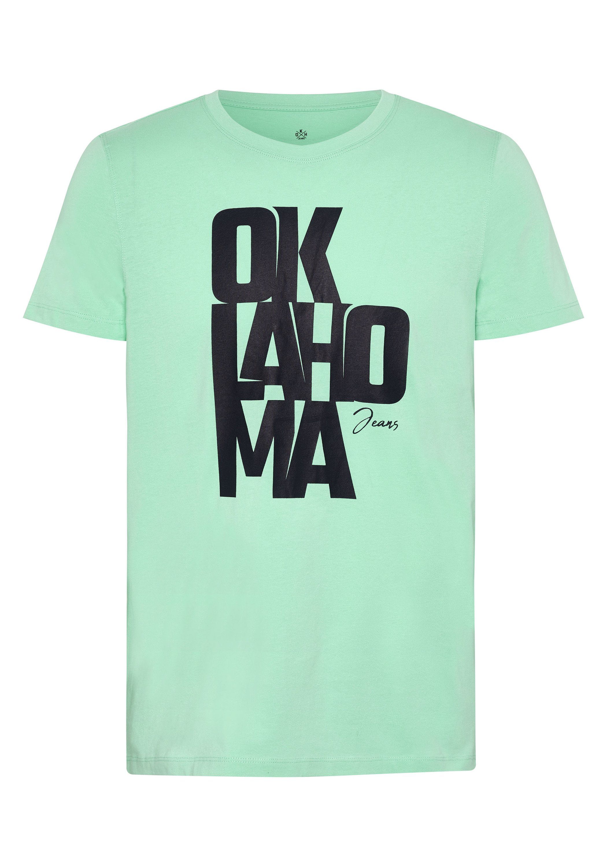 Oklahoma Jeans aus Label-Schriftzug mit Jersey Print-Shirt 14-5713 Cascade