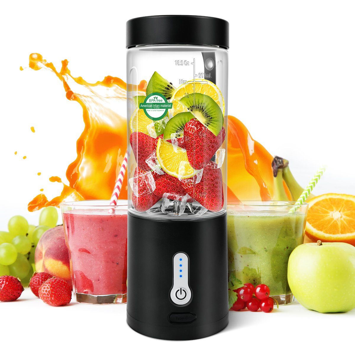 7Magic Entsafter Tragbarer Mixer, Smoothie maker to go, für Sport, Reisen,  150 W