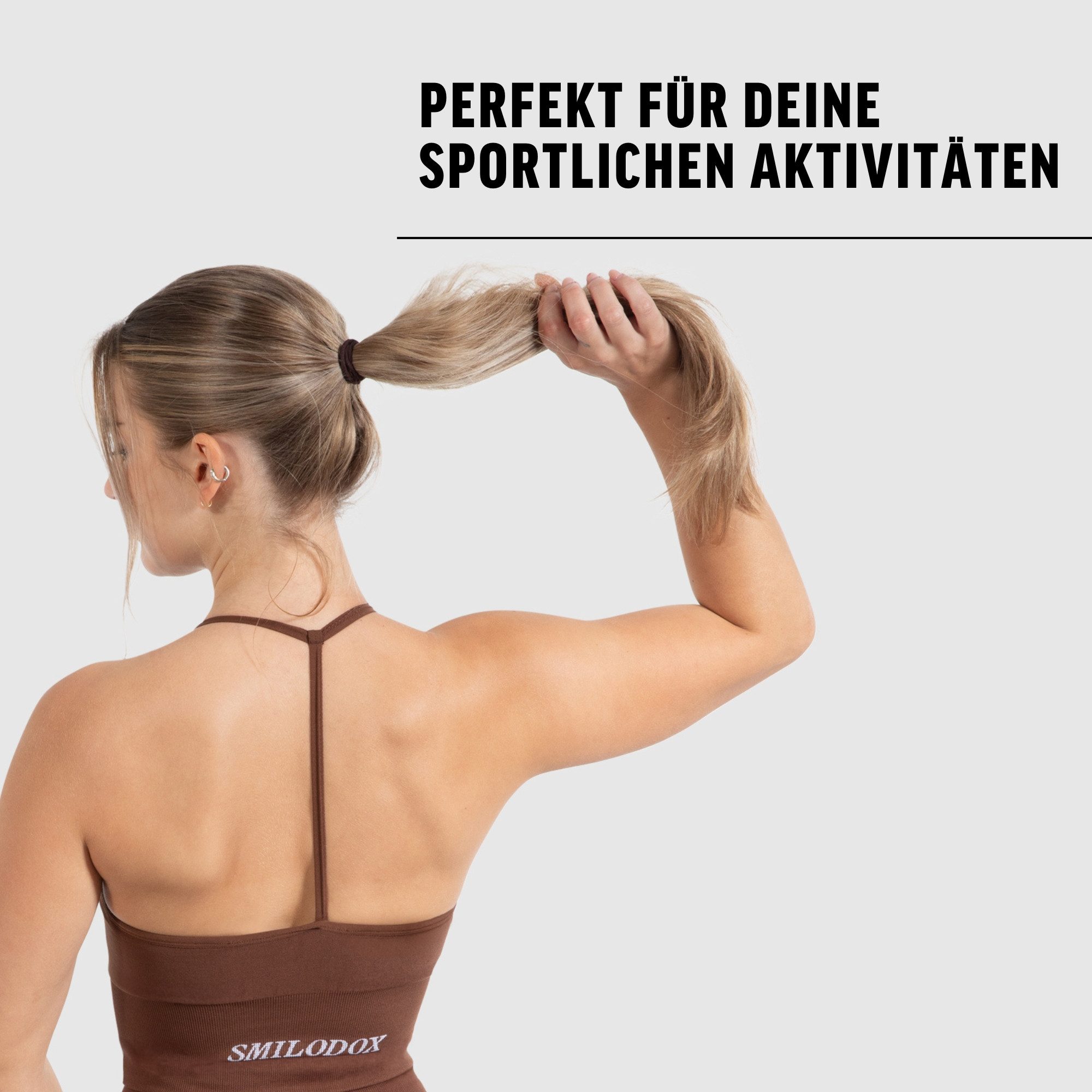 Smilodox Crop-Top Maria Solid, Neckholder Crop Top mit elegantem Rückenausschnitt Slim Fit Länger Geschnitten Bra Herausnehmbare Cups Fitness Gym Yoga