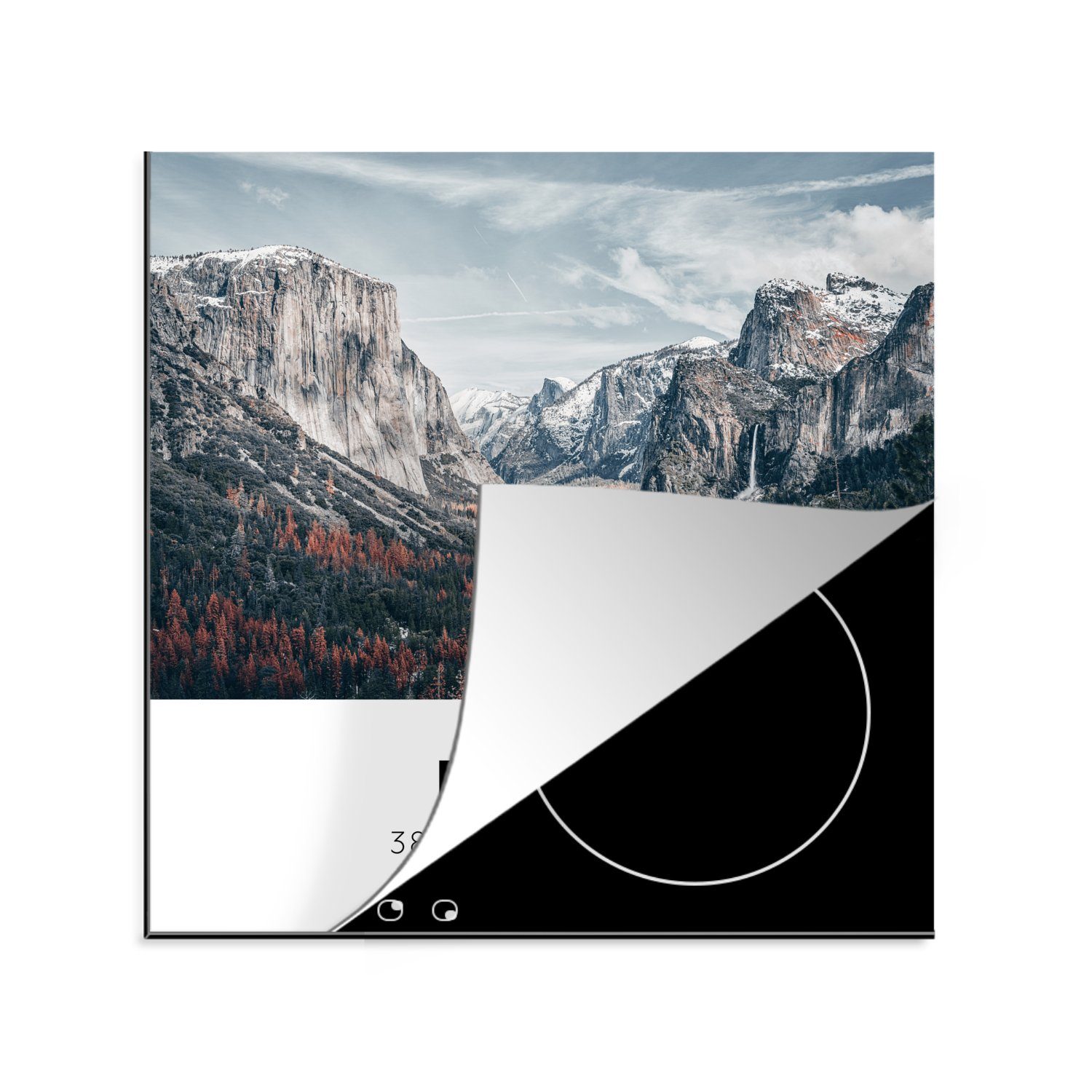 Arbeitsplatte für Berge Wald, - Ceranfeldabdeckung, küche Yosemite Vinyl, (1 - tlg), MuchoWow - Herdblende-/Abdeckplatte Amerika cm, 78x78