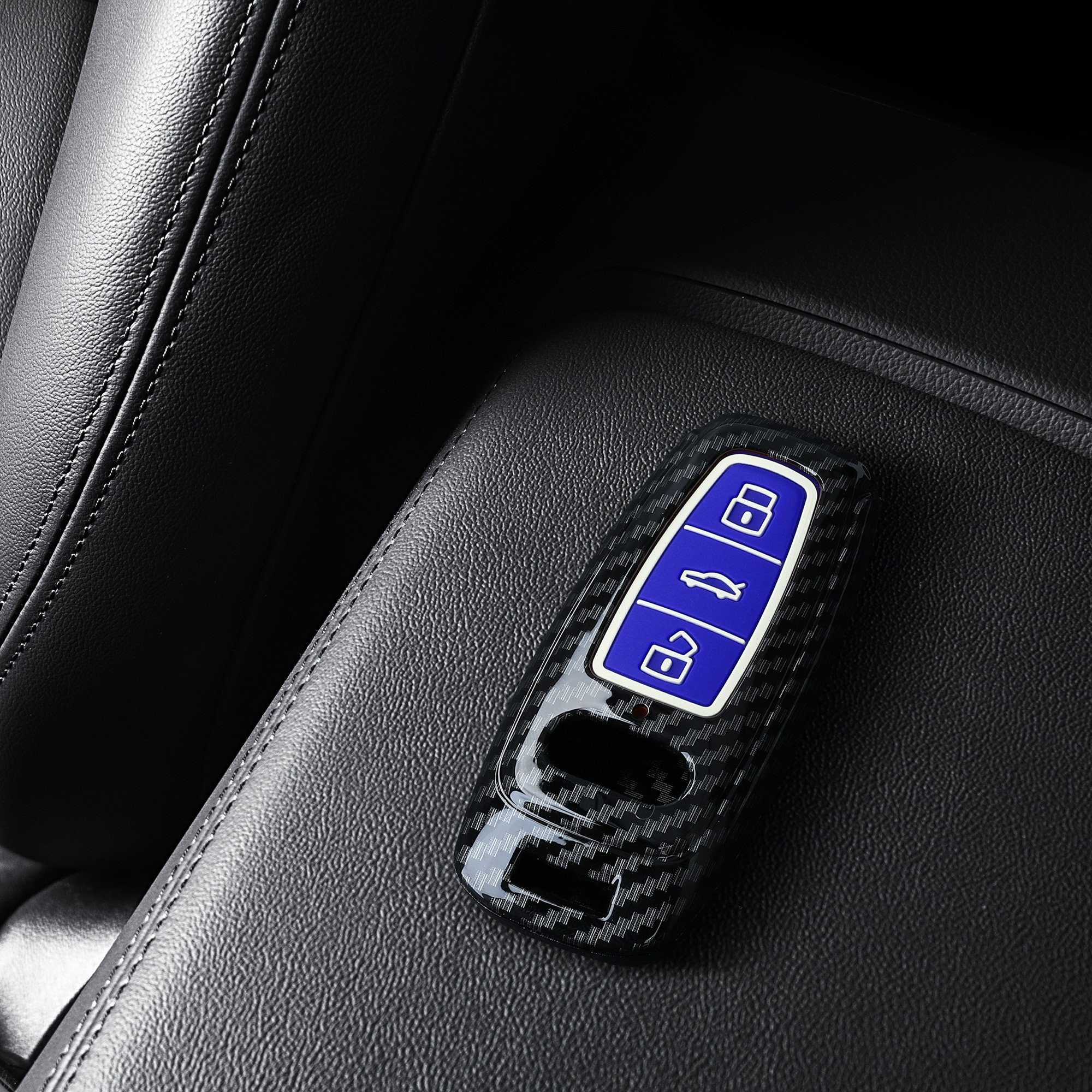kwmobile Schlüsseltasche Hardcover Schutzhülle - Hülle Audi Case Cover Schlüsselhülle für A6 Q7 Q8, A7 Blau A8 Autoschlüssel