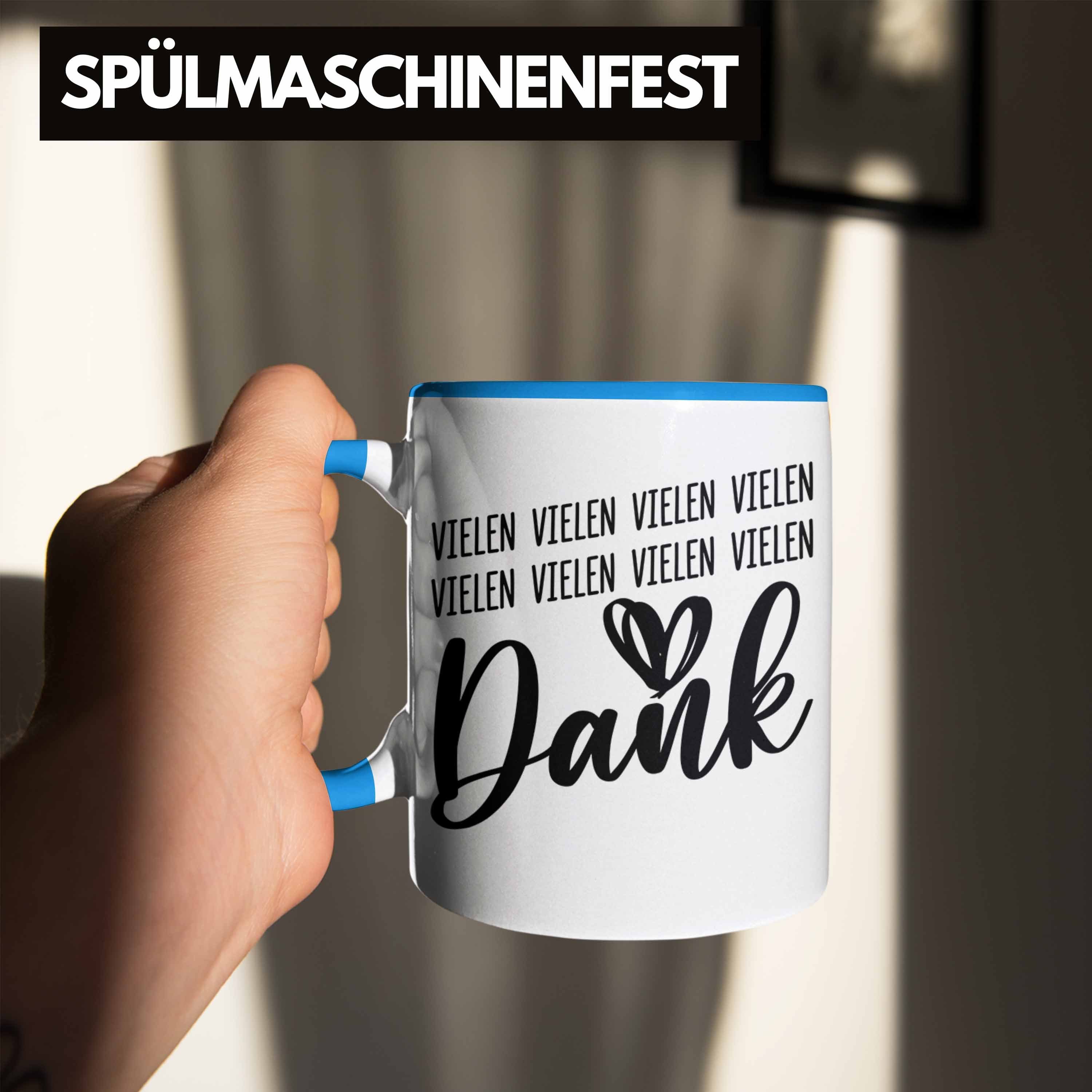 Trendation Tasse Trendation Tasse Geschenke Dankbar Geschenkidee Dankeschön Danke Danke Dankbarkeit Blau - Kaffeetasse Sagen