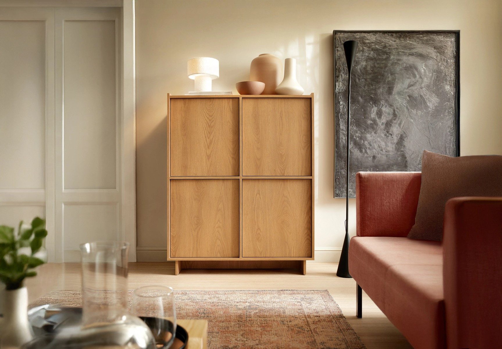 yourhouse24 Highboard Hochkommode YOSHI (98x124 cm) – Eiche Carmel (Einzelmöbel, 1 St) – Bild 3 von 5