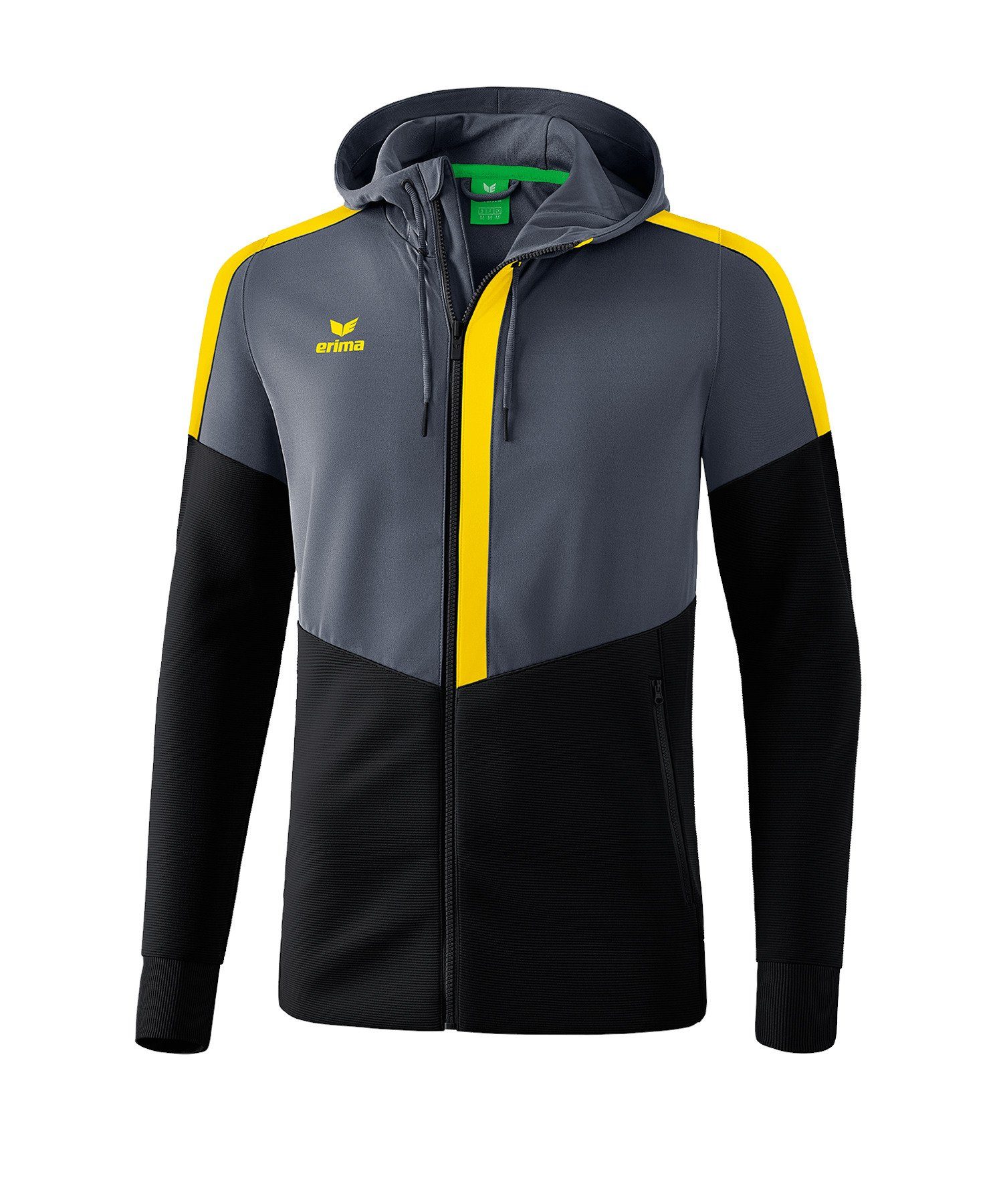 Erima Sweatjacke Squad Kapuzen-Trainingsjacke Kids grauschwarzgelb