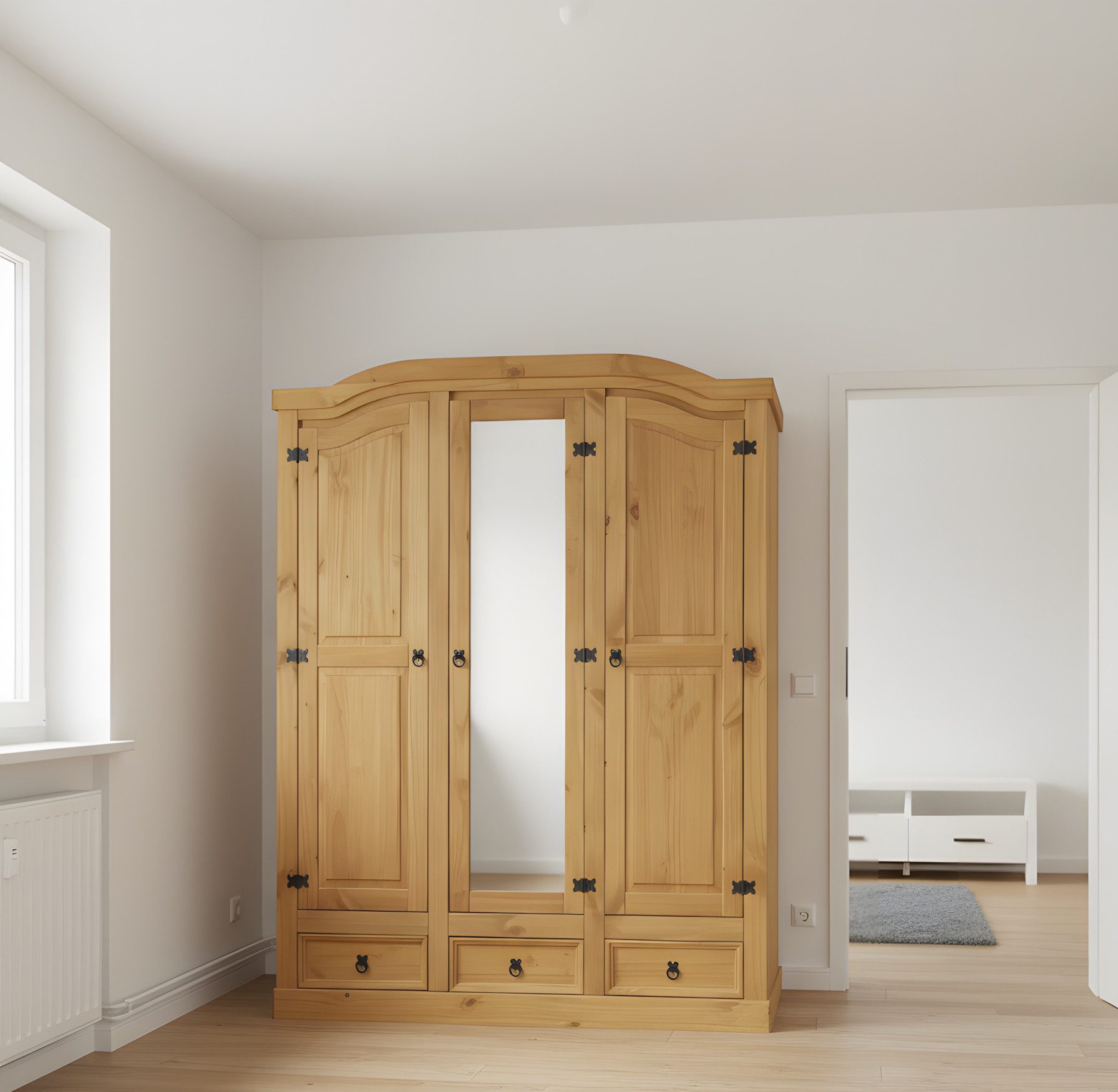 ebuy24 Kleiderschrank New Mexico Kleiderschrank 3 türig mit einer Spiege