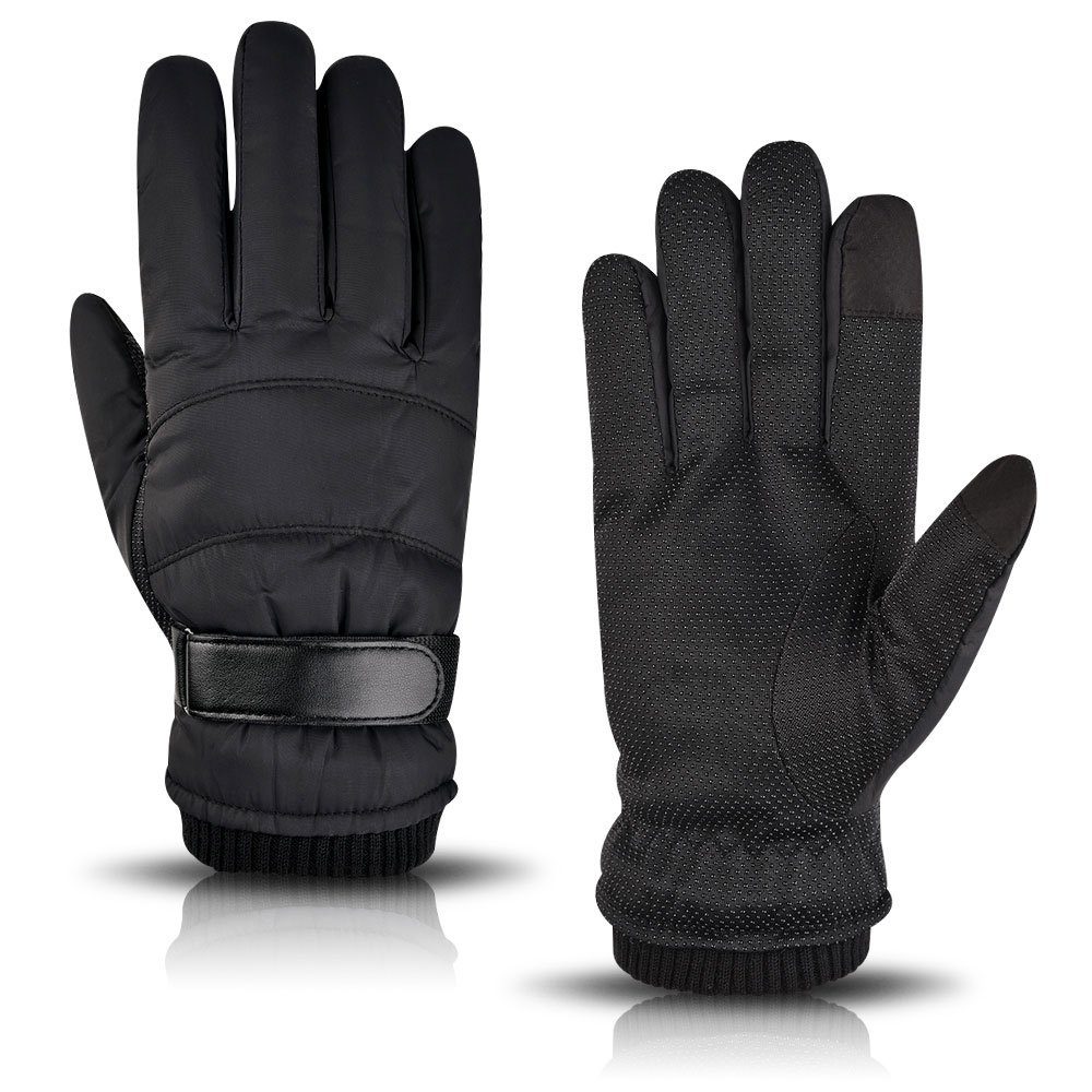 Qelus Fahrradhandschuhe Winter Fahrhandschuhe Warm Wärmedämmung Handschuhe Schwarz
