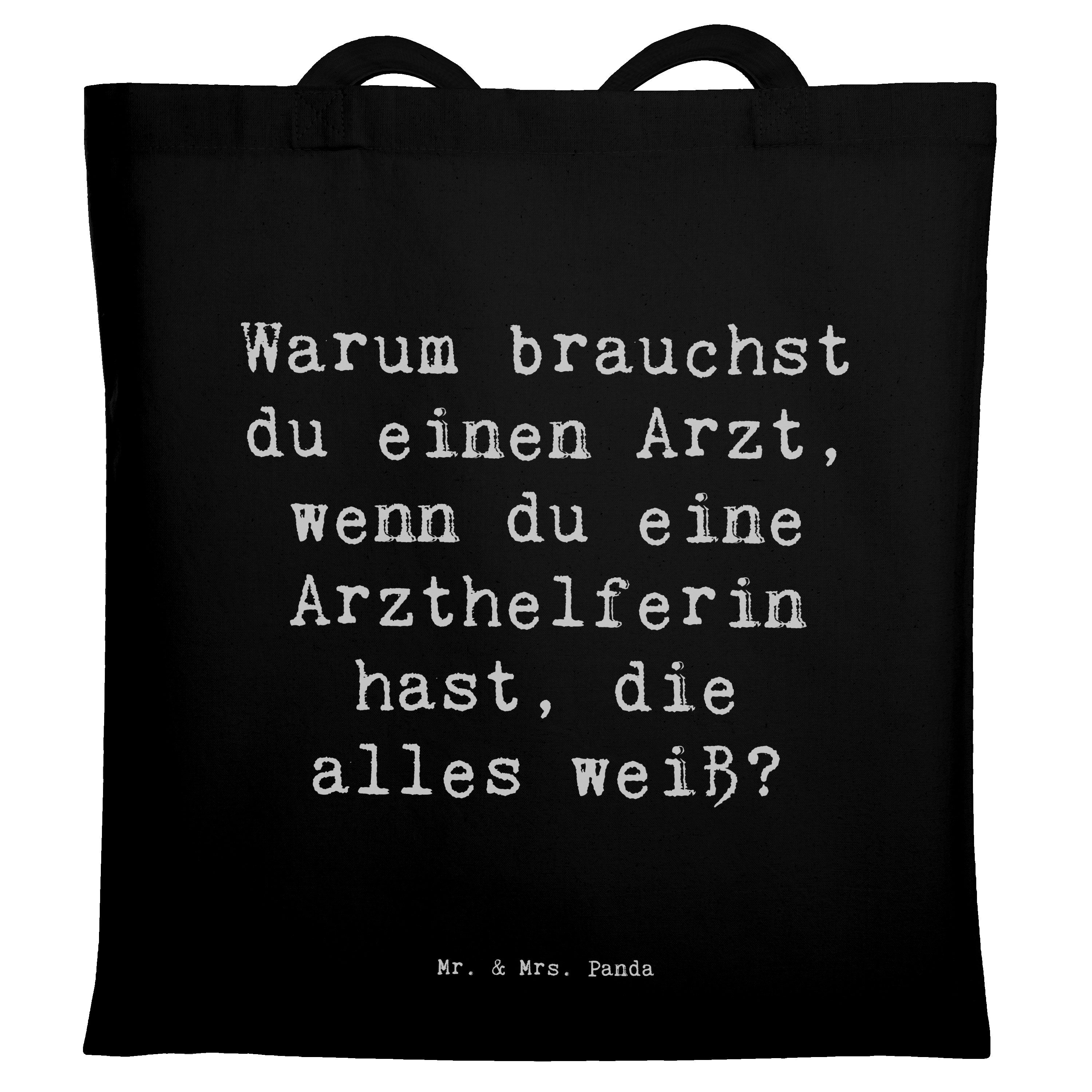 Mr. & Mrs. Panda Tragetasche Spruch Kluge Arzthelferin - Schwarz - Geschenk, Gesundheitswesen, Ber (1-tlg), Modisches Design
