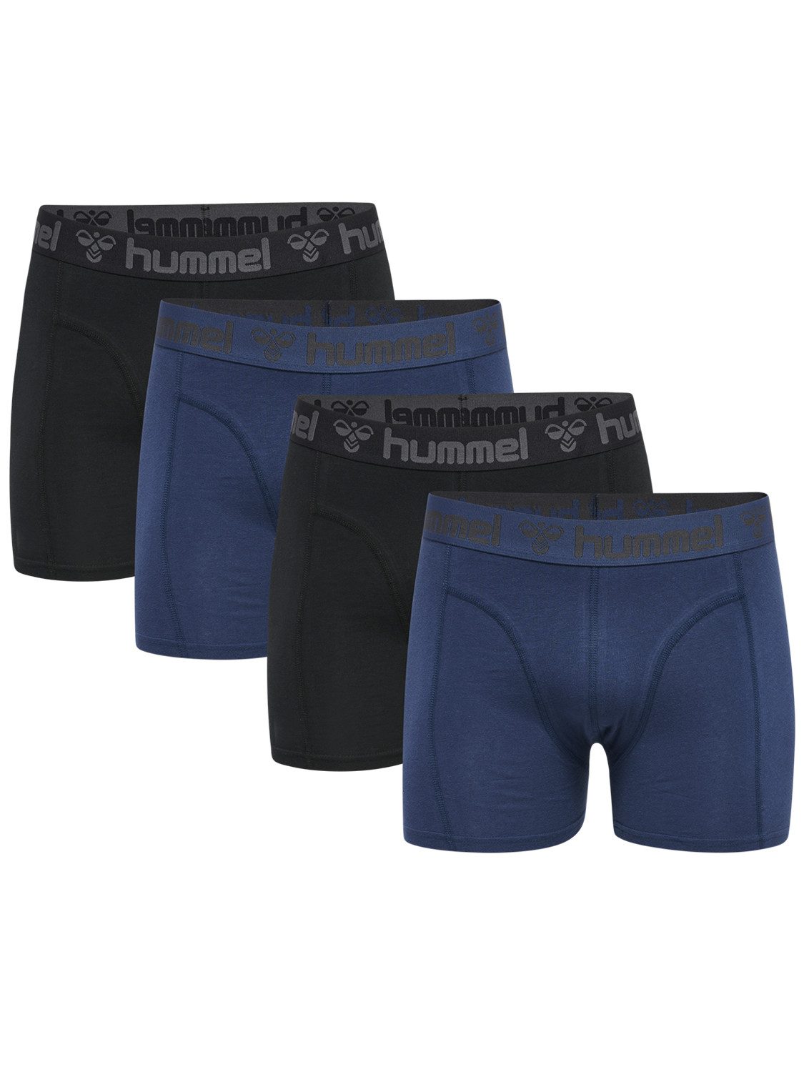 Hummel Boxershorts Boxershorts 4er-Pack elastischer Bund Jersey-Stoff für Herren (4-St) Baumwolle Stretch Fit Einfarbig atmungsaktiv Pull-on
