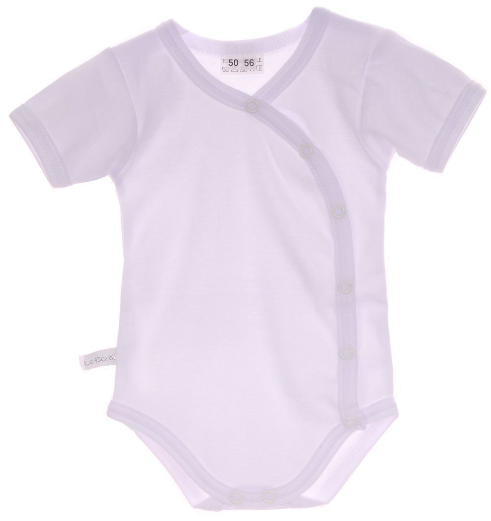 La Bortini Body Baby Wickelbody in Weiß Kurzarmbody für Neugeborene aus reiner Baumwolle, 44 50 56 62 68 74 80 86 92 98 104 110