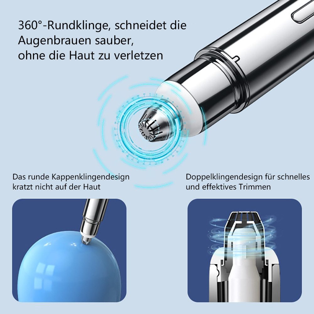 Vashoy Beauty-Trimmer Augenbrauen trimmer damen/Nasenhaartrimmer, Ergonomisches Design Schnelle Rasierung Stufenlose Einstellung