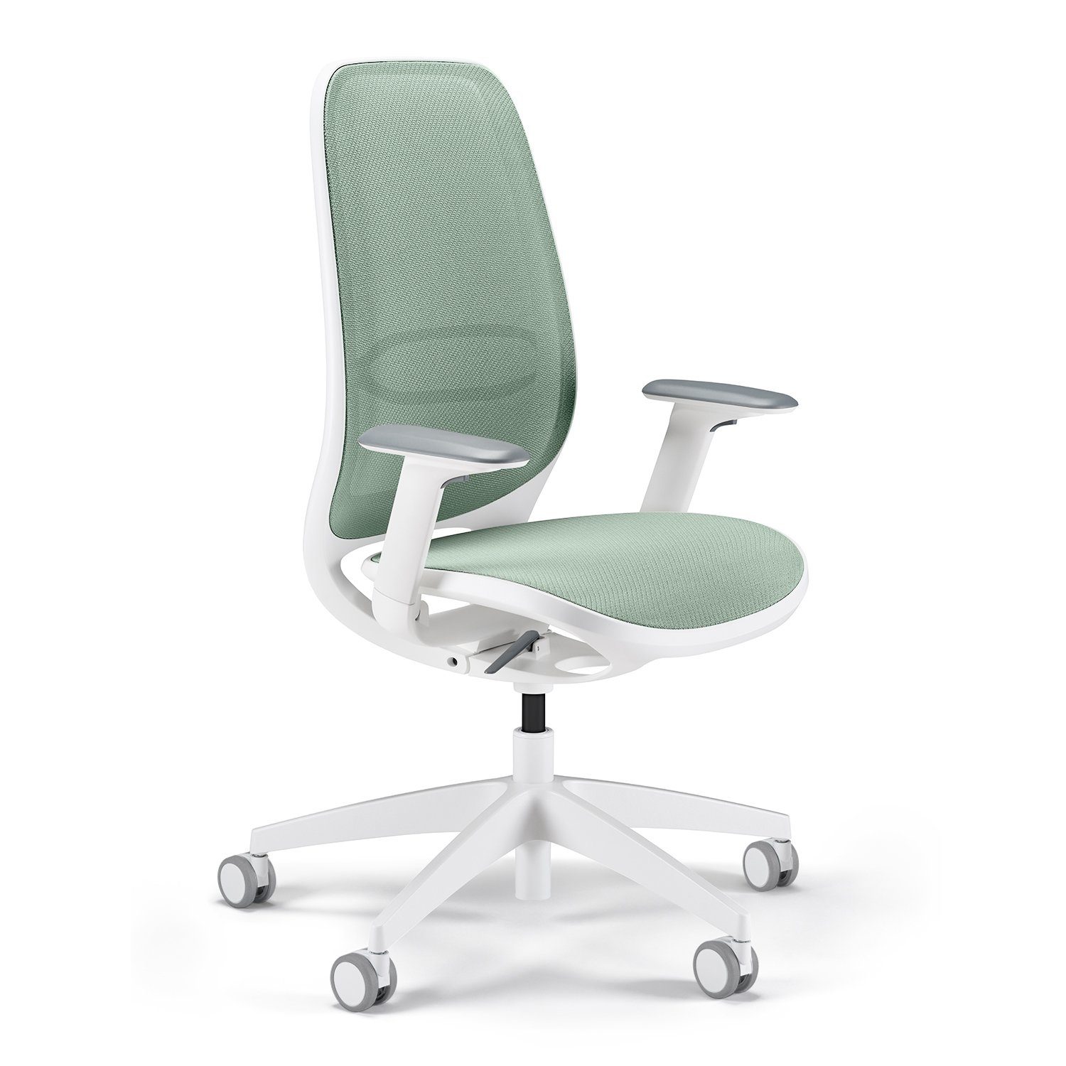 sedus Drehstuhl se:air: Bürostuhl aus Netzmembran mit Mulitfunktionsarmlehnen, (automatischer Gewichtsanpassung und Lordosenstütze, Zeitloses und filigranes Design) grün | weiß