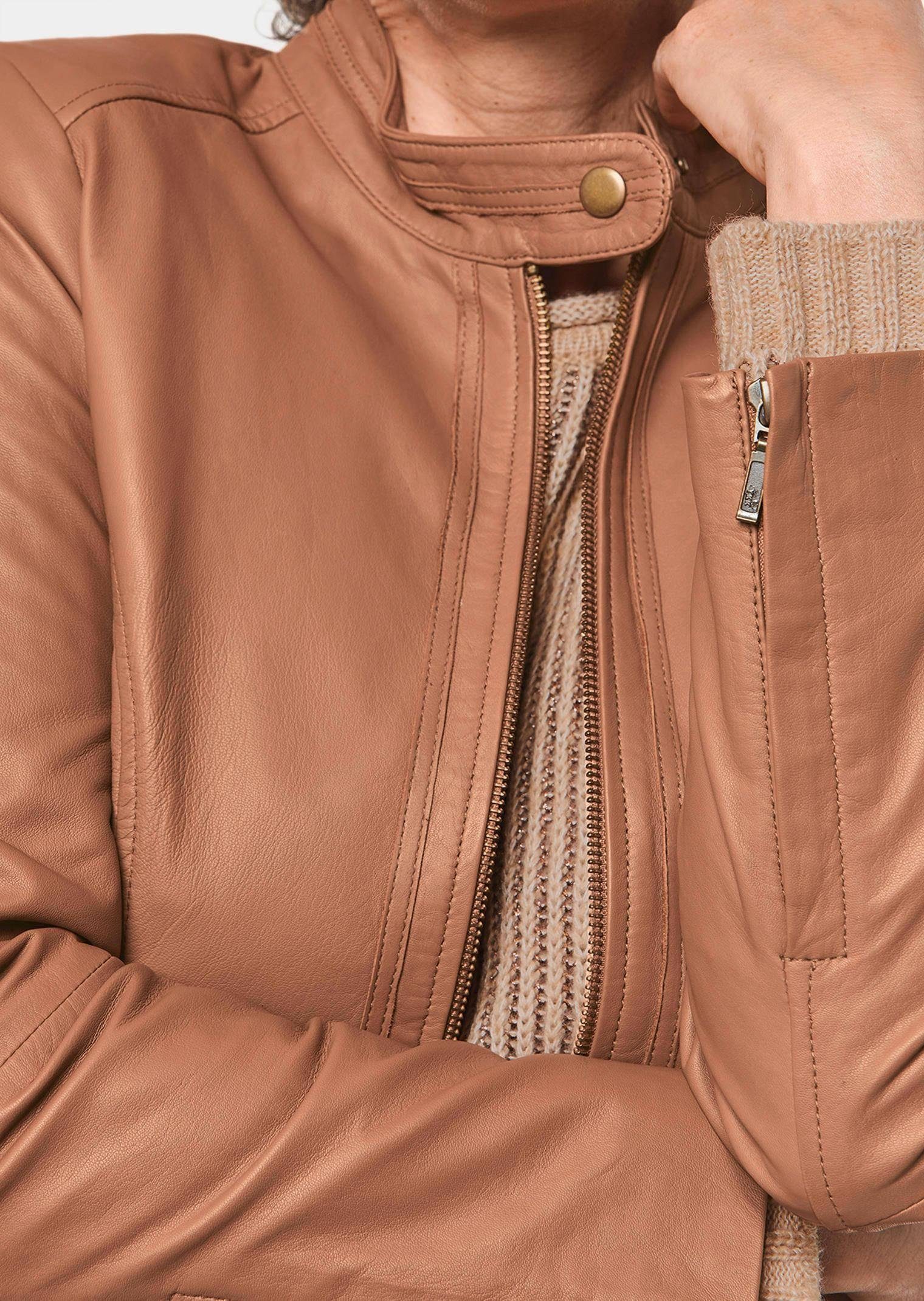 Hochwertige, Allwetterjacke camel GOLDNER Echt-Lederjacke zeitlose