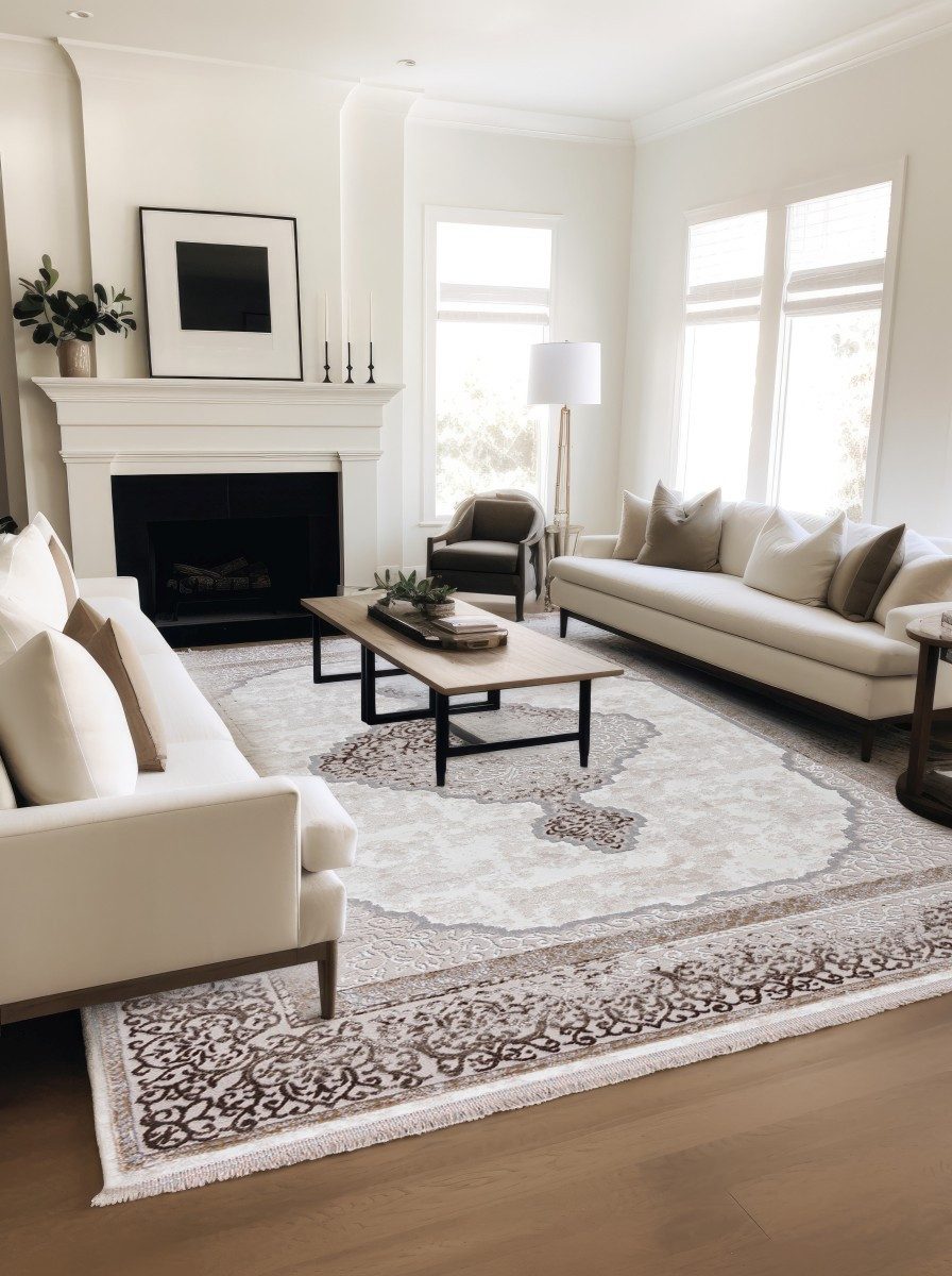 Mazovia Orientteppich Klassisch Bordüre Beige Creme Wohnzimmer, Schlafzimmer, Esszimmer, Fußbodenheizung – Bild 3 von 5