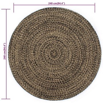 Teppich Handgefertigt Jute Schwarz und Braun 240 cm, furnicato, Runde