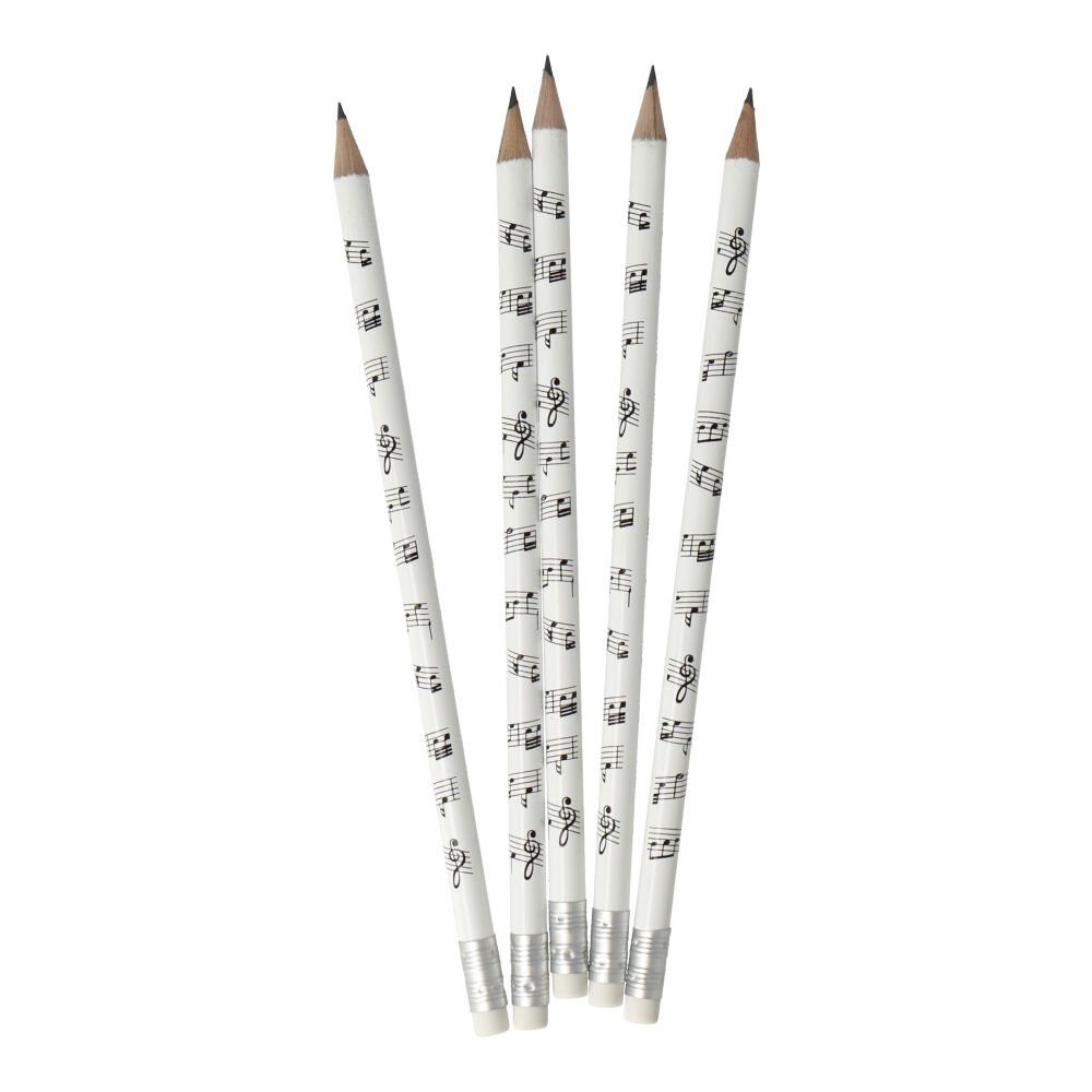 mugesh Bleistift Bleistifte Radiergummi weiß Musiker Notenlinien (5er-Set), mit für