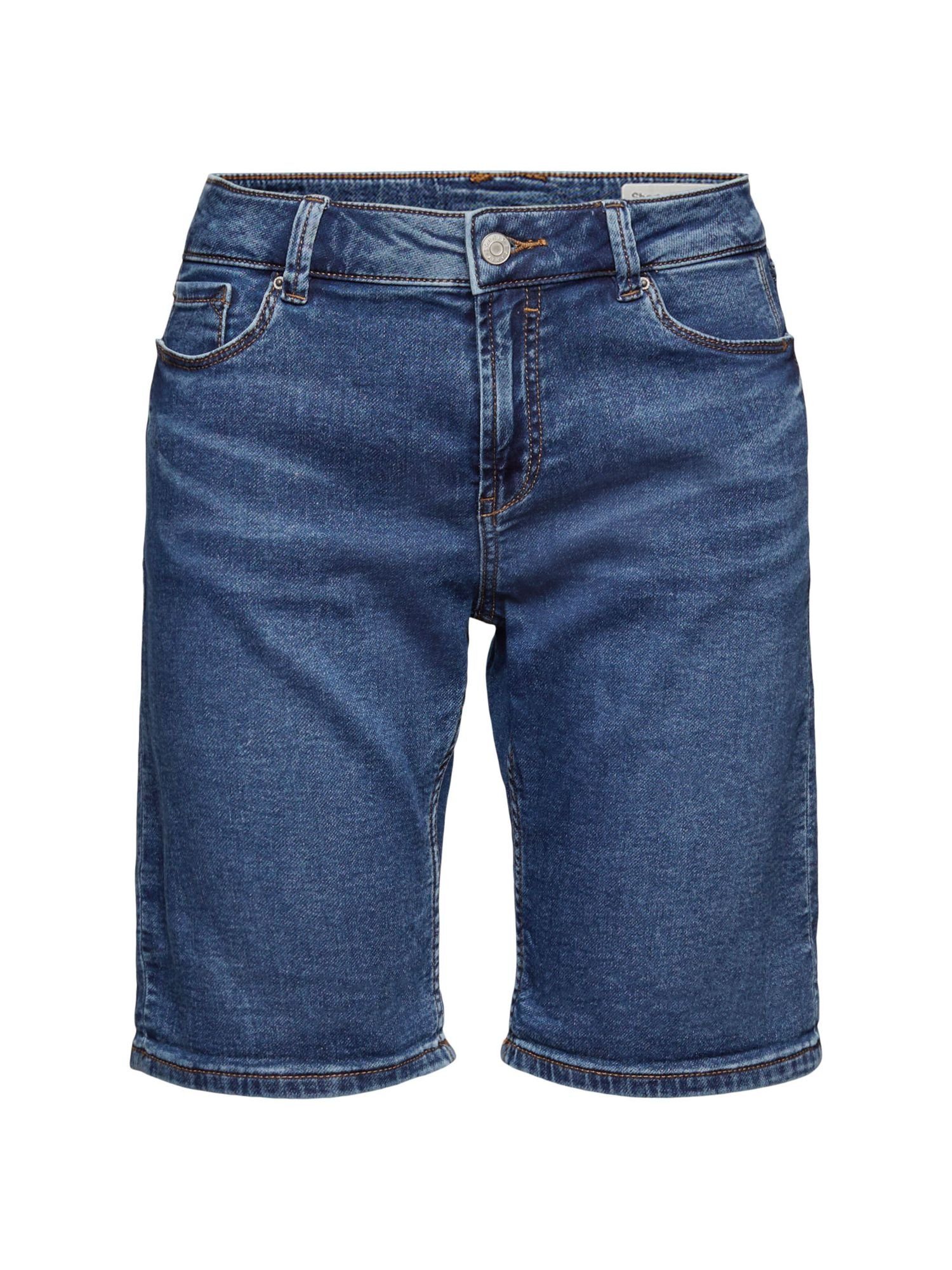 Esprit Jeansshorts Jeans-Shorts aus Bio-Baumwoll-Mix BLUE MEDIUM WASHED