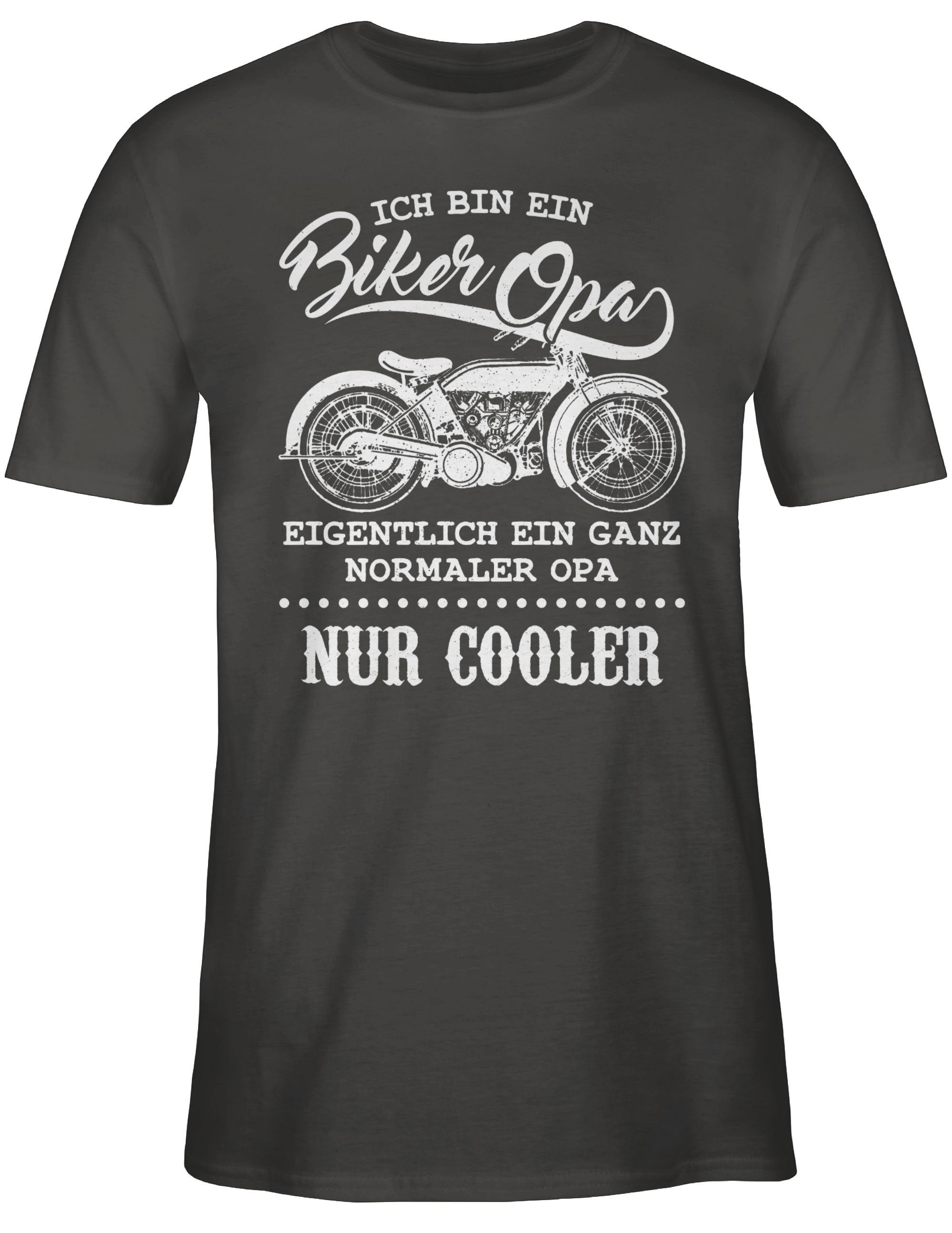 02 Shirtracer ein Biker Opa Geschenke Opi Motorrad bin Ich Opa Dunkelgrau T-Shirt