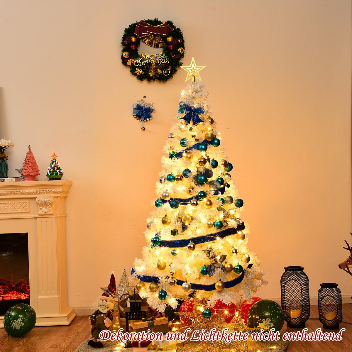 COSTWAY Künstlicher Weihnachtsbaum, 150cm, 350 PVC Nadeln, mit Metallständer
