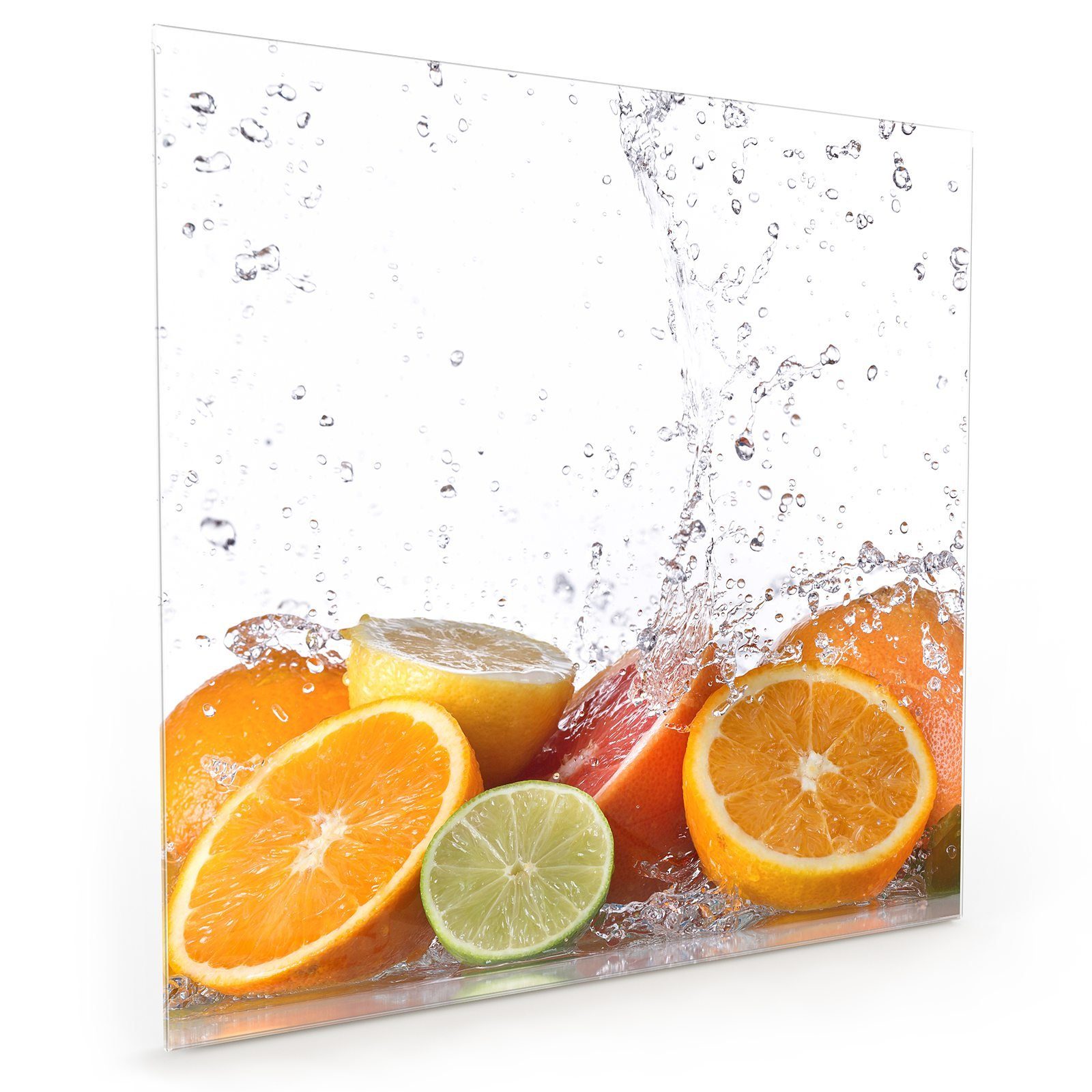 Motiv Küchenrückwand Zitrusfrüchte Glas mit Splash Küchenrückwand Spritzschutz Primedeco auf