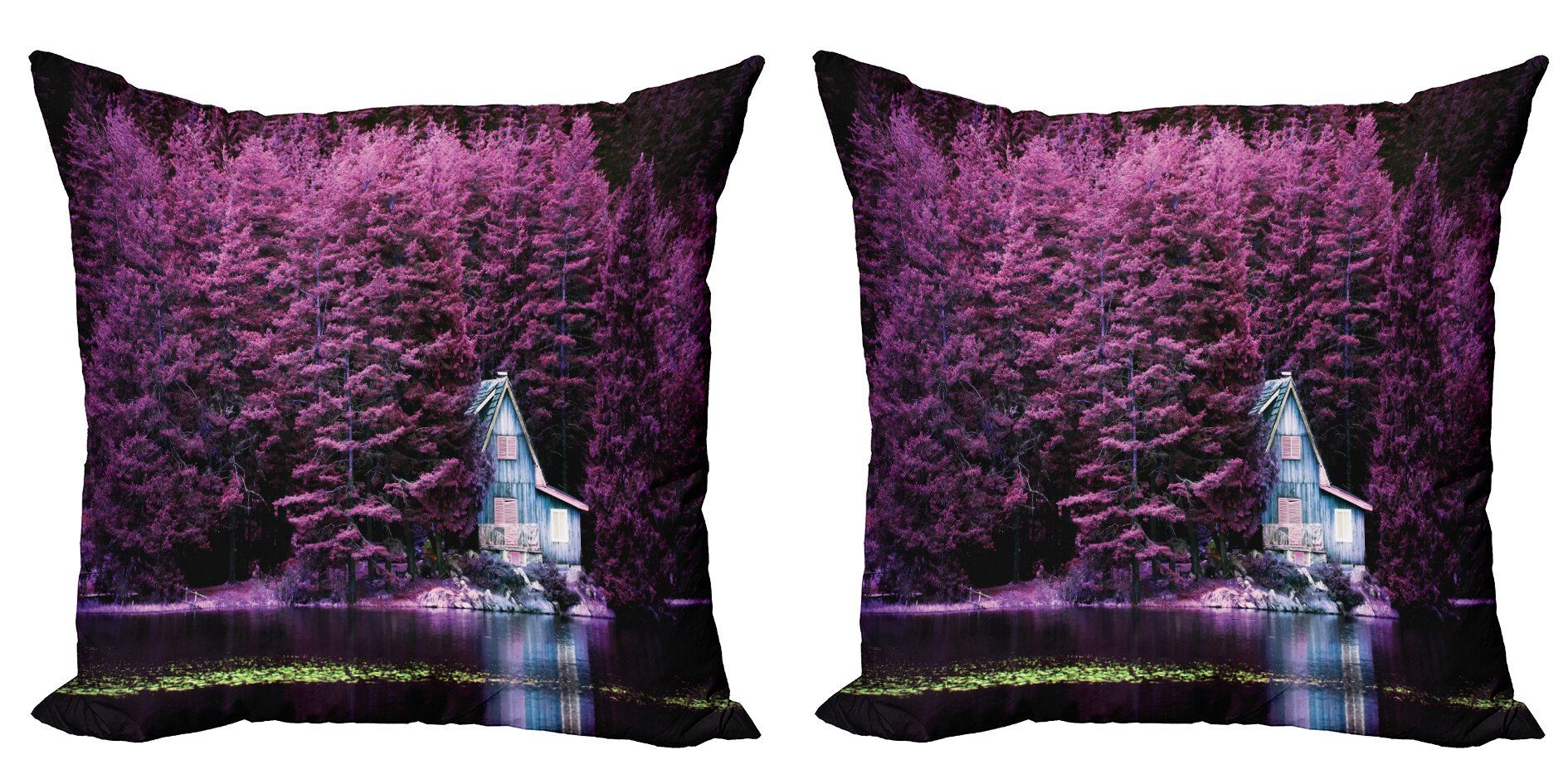 Kissenbezüge Modern Accent Bäume Lavendel Digitaldruck, durch Doppelseitiger Abakuhaus Lila (2 Stück), See