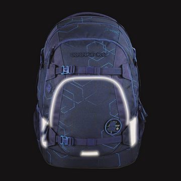 coocazoo Schulranzen Schulrucksack-Set MATE Blue Motion 3-teilig (Rucksack, Mäppchen, Sporttasche), ergonomisch, reflektiert, Körpergröße: 135 - 180 cm