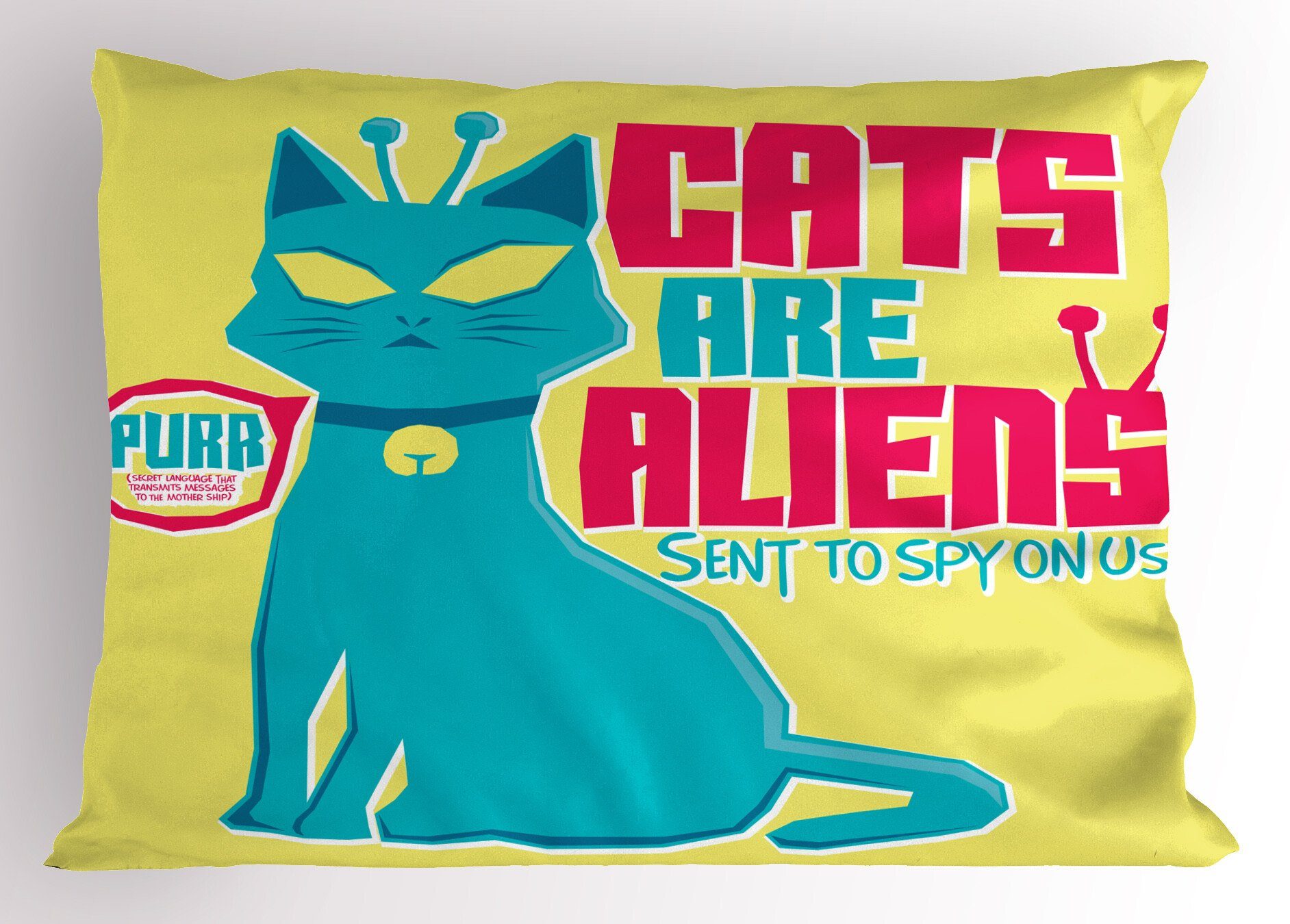 Gedruckter sind Katzen Kissenbezüge Dekorativer Abakuhaus Humorvoll (1 Size Kissenbezug, Alien Cartoons Stück), Standard King