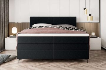 Stylefy Boxspringbett Maximus (Schlafzimmerbett, Bett), 140/160/180 x 200 cm, mit 2 Matratzen und Topper, Bettkasten