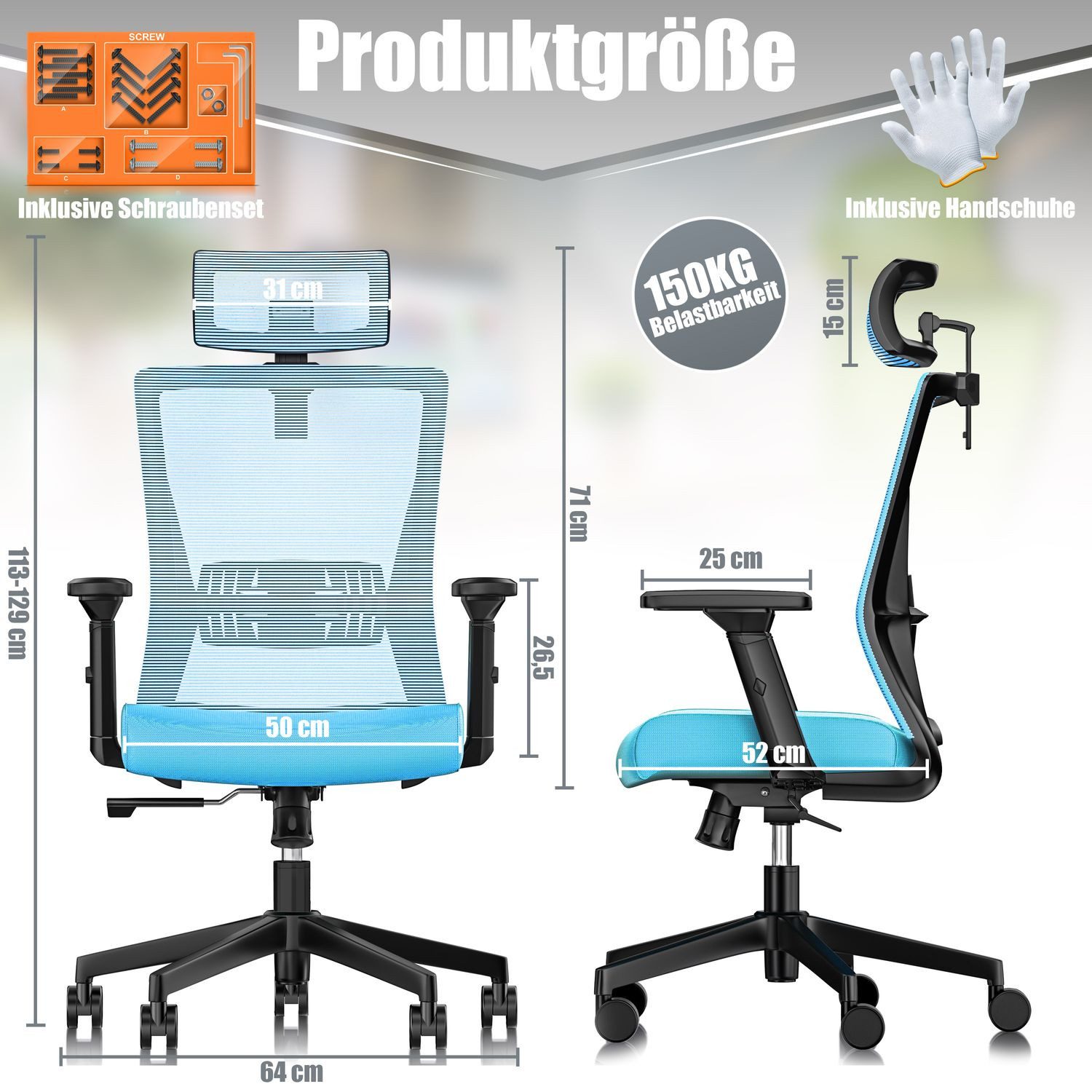 KESSER Schreibtischstuhl, mit verstellbaren Armlehnen Drehstuhl Schreibtisc günstig online kaufen