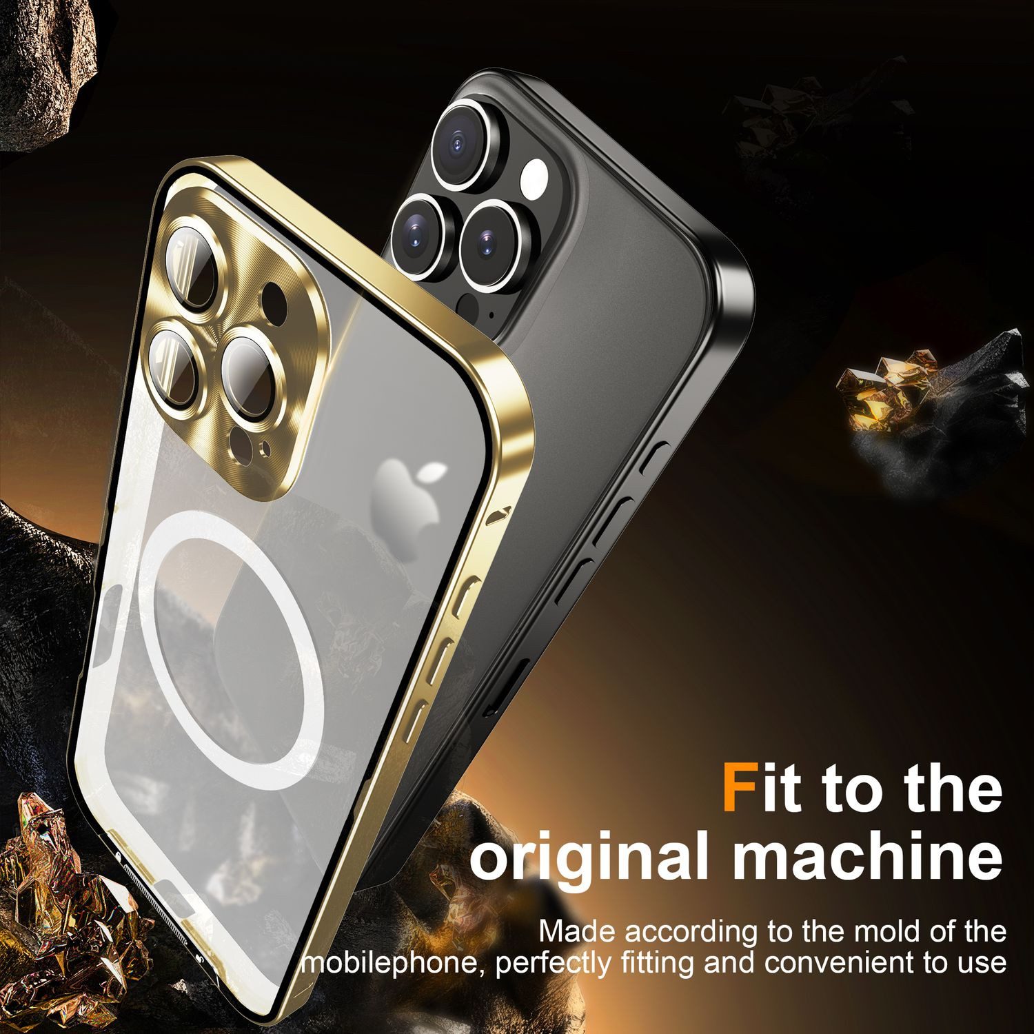 Wigento Handyhülle Für Apple iPhone 16 Pro Max Magsafe Metall Schutz Design Hülle Silber, MagSafe-kompatibel, elegantes Design, umfassender Schutz