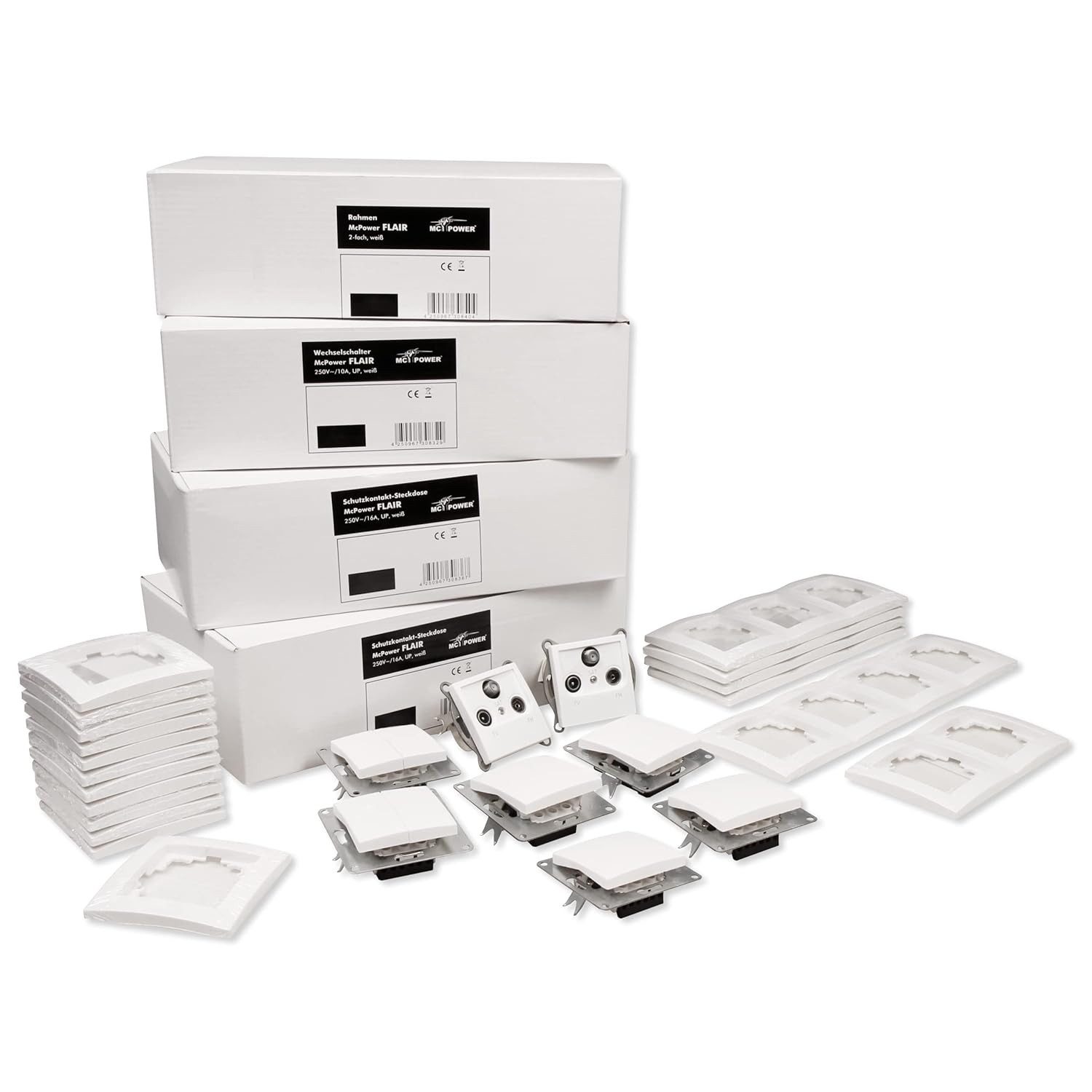 McPower Steckdose Schalter und Розетки Set McPower Flair Einfamilienhaus 95-teilig
