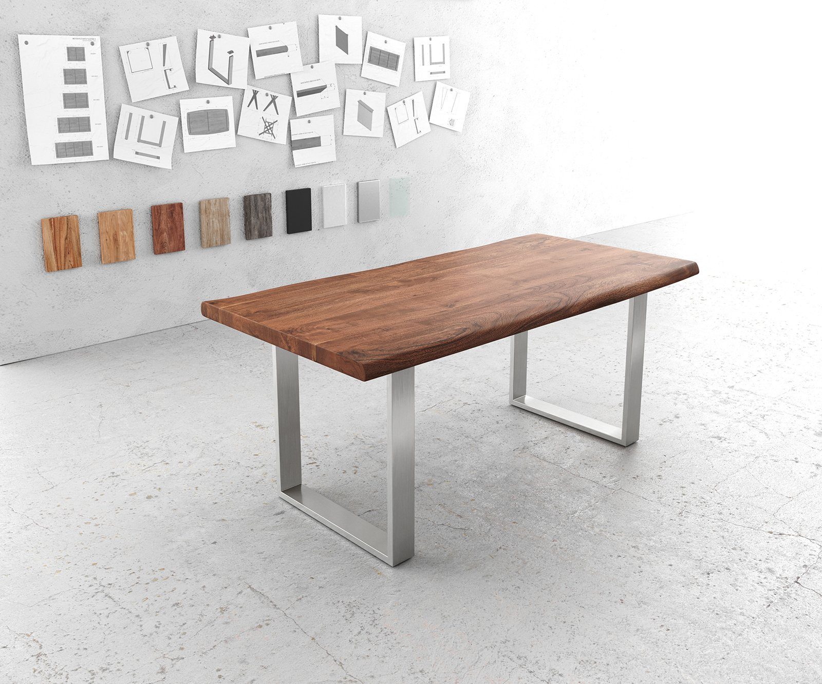 DELIFE Esstisch Edge, Akazie Braun 180x90 günstig online kaufen