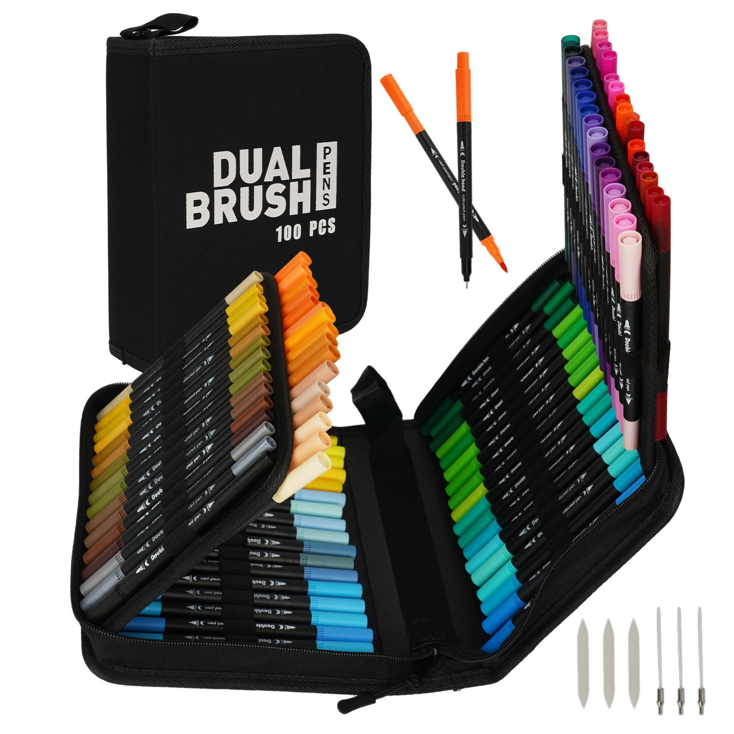 AKKEE Filzstift Marker Dicke und Dünne 100 Farben Fineliner, Dual Brush Pen Set, (100-tlg), Für Kinder Erwachsene, Fasermaler und Fineliner, Zeichnen DIY