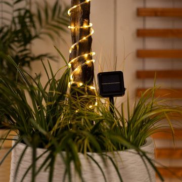 MARELIDA LED-Lichterschlauch LED Solar Lichterschlauch warmweiß Außen Gartenlichterkette 4,9m, 100-flammig