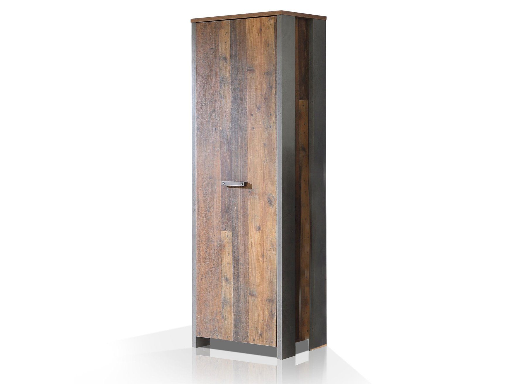 CASSIA Garderobenschrank Old Vintage/betonfarbig Dekorspanplatte, Tür, Material 1 mit Moebel-Eins Garderobenschrank Wood