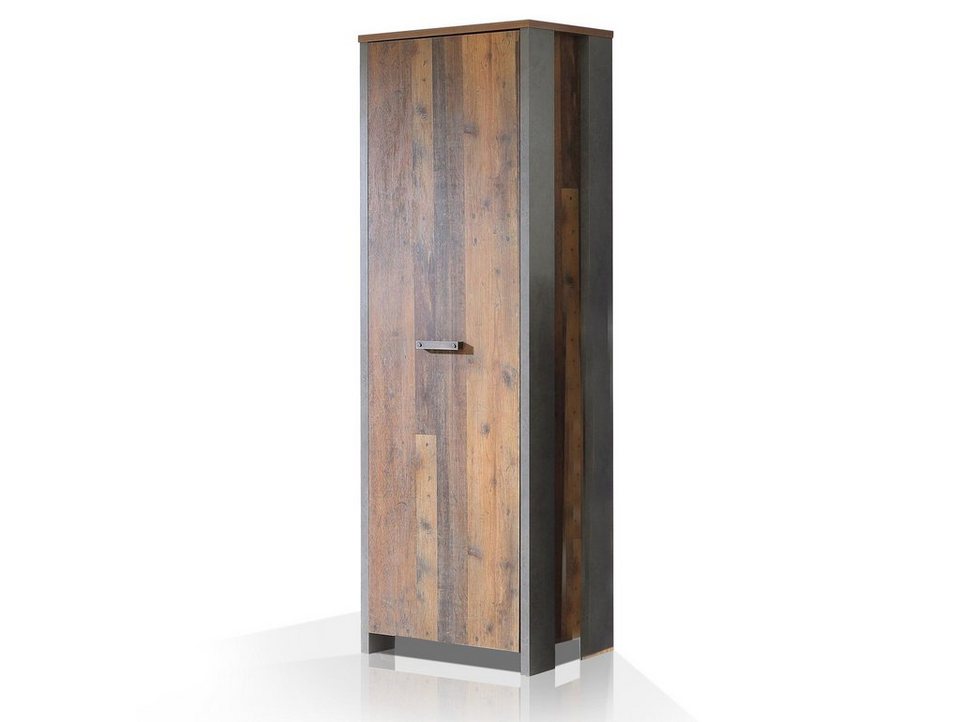 Moebel-Eins Garderobenschrank CASSIA Garderobenschrank mit 1 Tür, Material  Dekorspanplatte, Old Wood Vintage/betonfarbig