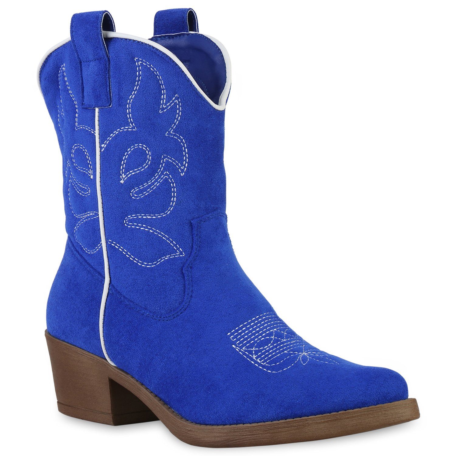 Boots HILL VAN Velours 840203 Cowboy Blau Schuhe