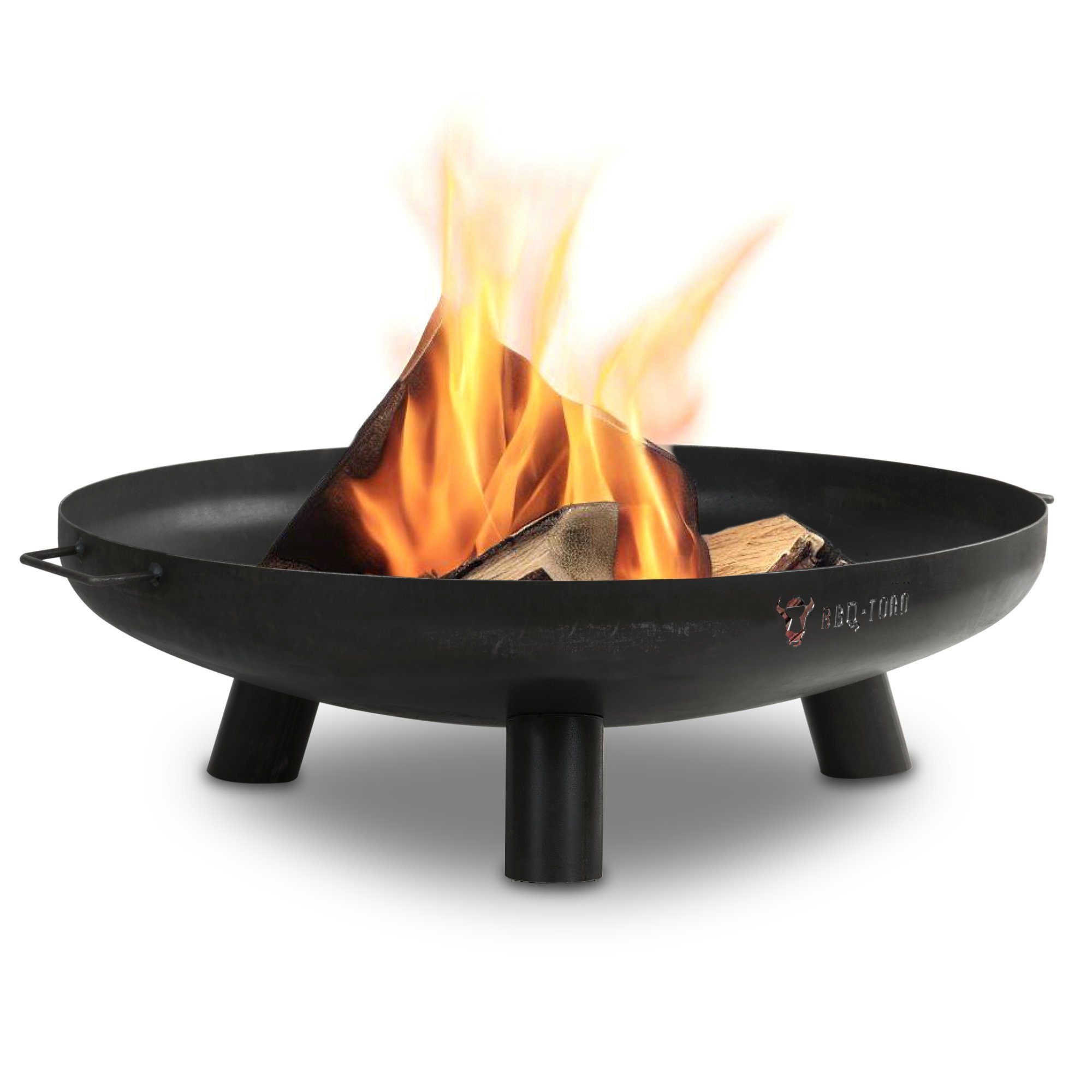 BBQ-Toro Feuerschale Ø 80 cm, Schwarz, Outdoor Dreibein Feuerstelle für Garten und Terrasse, (4-St), mit Griffen